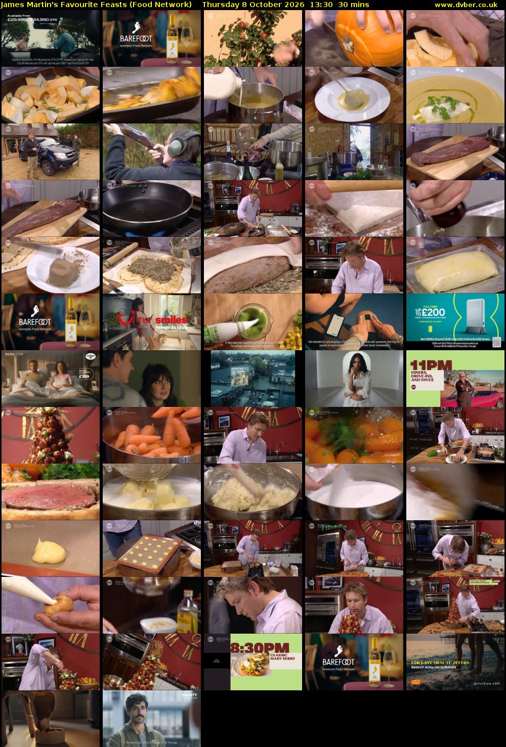James Martin's Favourite Feasts (Food Network) Thursday 8 October 2026 13:30 - 14:00
