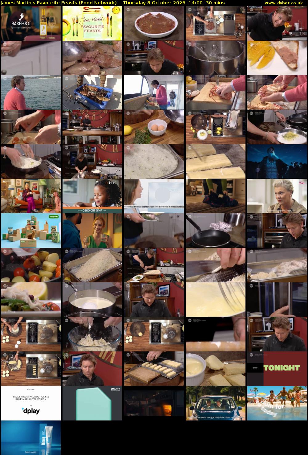 James Martin's Favourite Feasts (Food Network) Thursday 8 October 2026 14:00 - 14:30