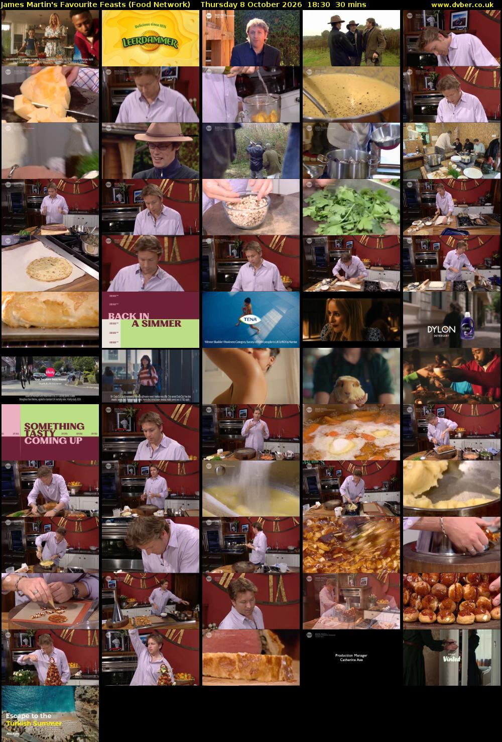 James Martin's Favourite Feasts (Food Network) Thursday 8 October 2026 18:30 - 19:00