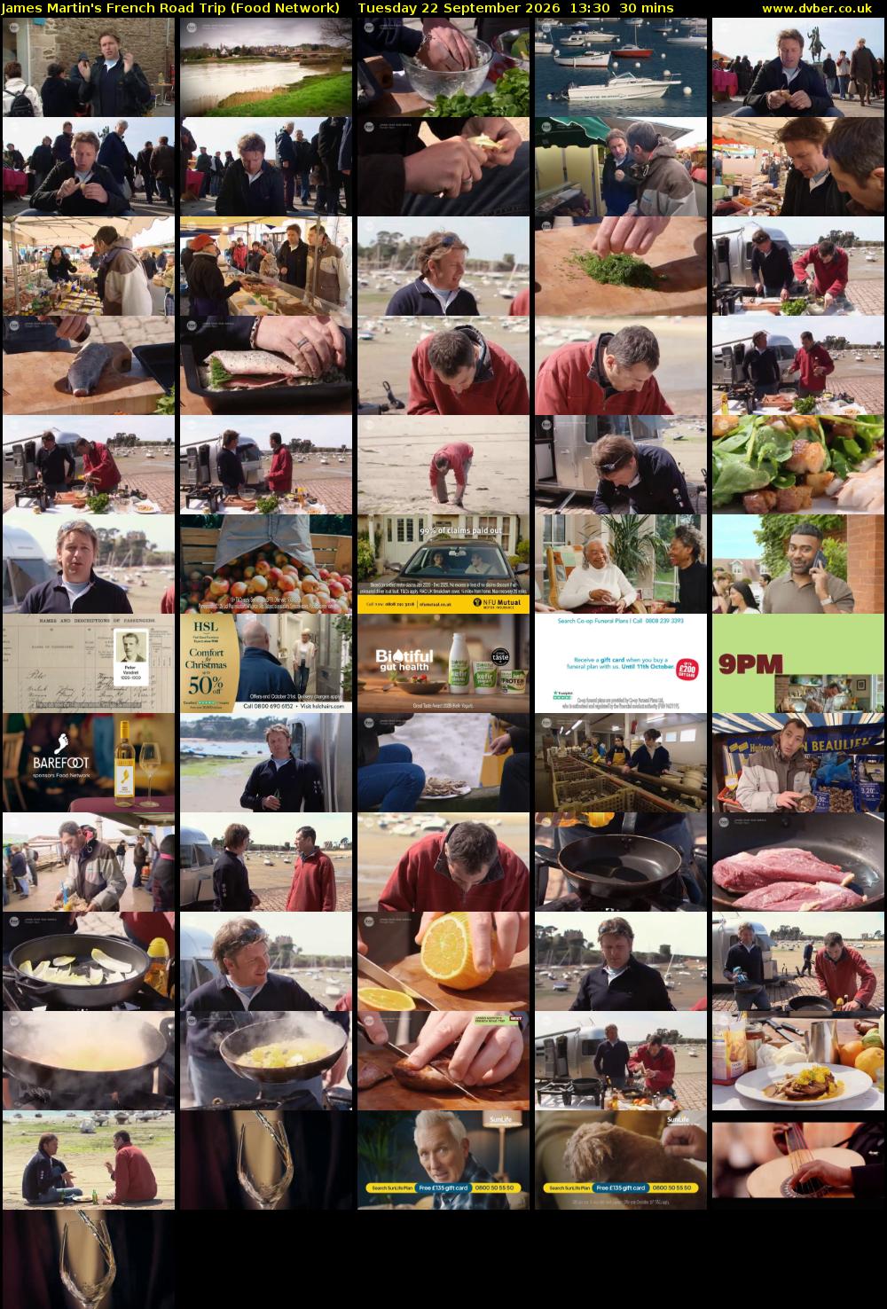 James Martin's French Road Trip (Food Network) Tuesday 22 September 2026 13:30 - 14:00