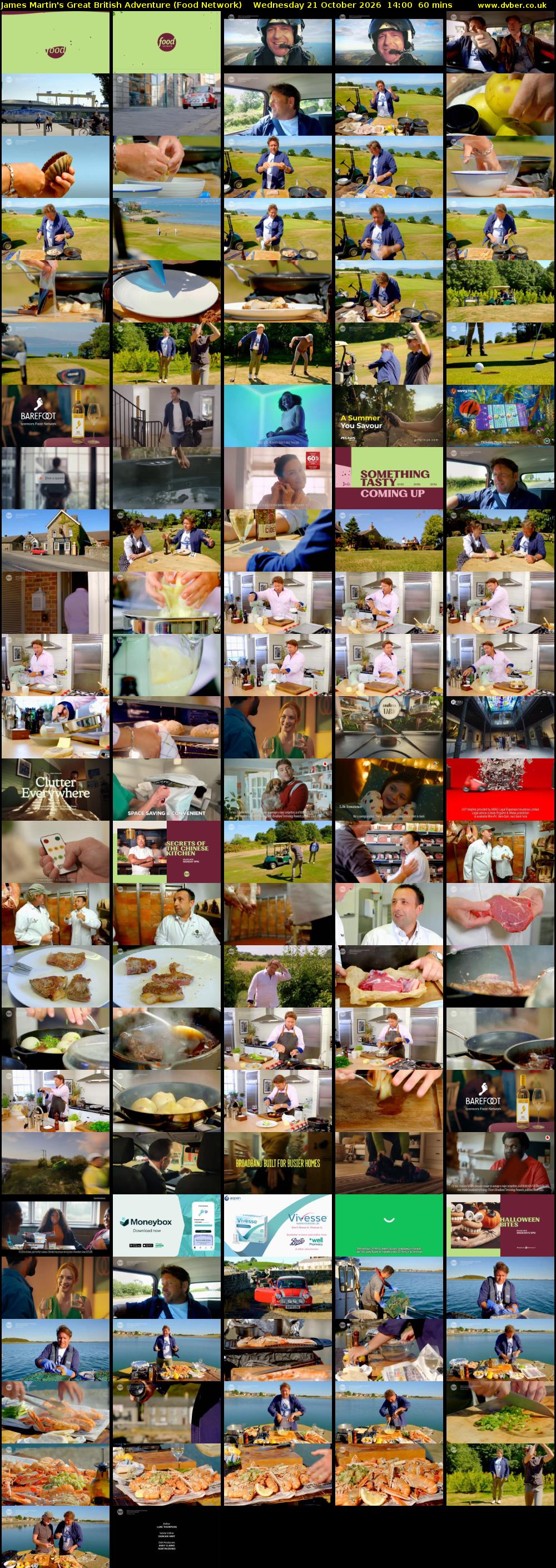 James Martin's Great British Adventure (Food Network) Wednesday 21 October 2026 14:00 - 15:00