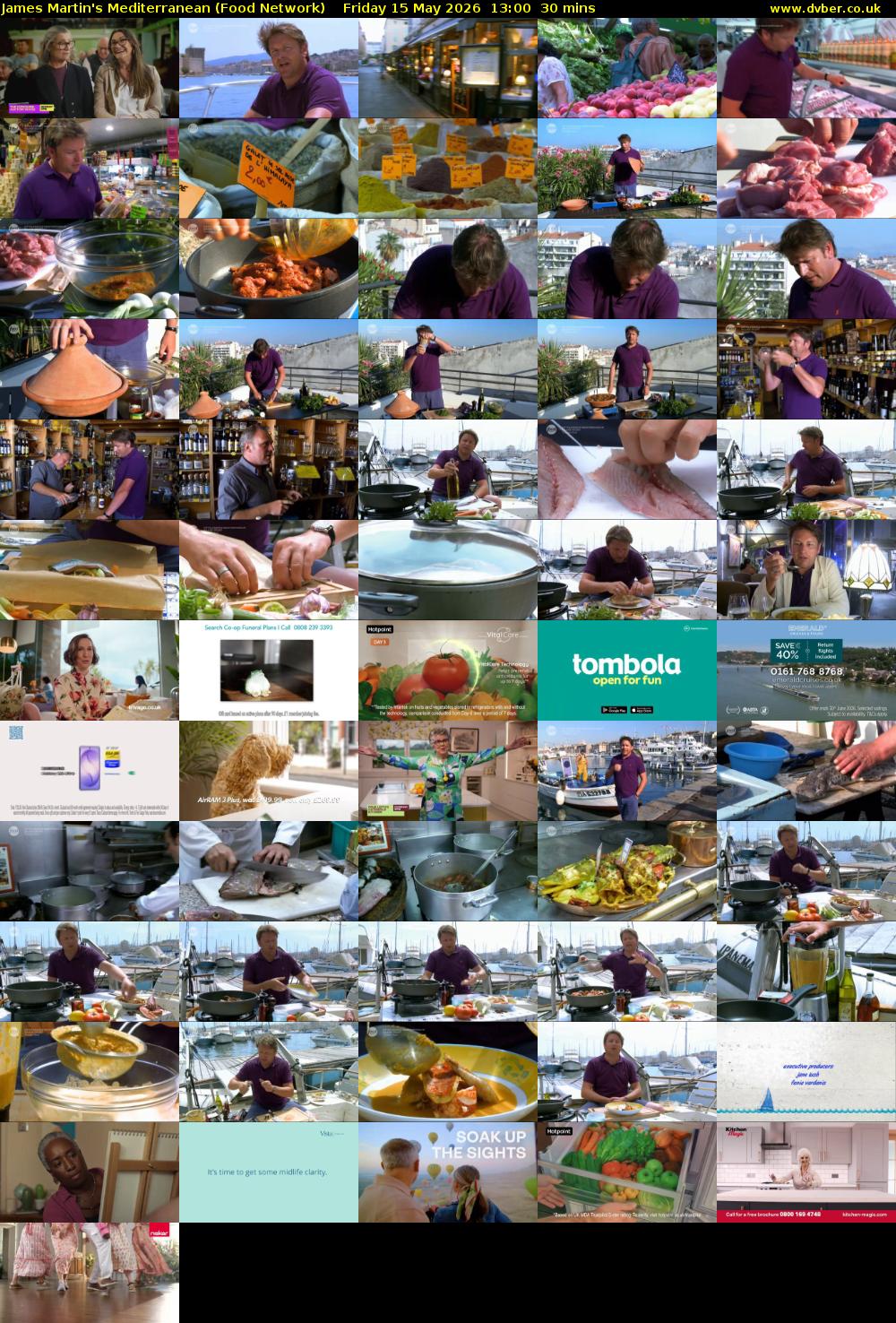 James Martin's Mediterranean (Food Network) Friday 15 May 2026 13:00 - 13:30
