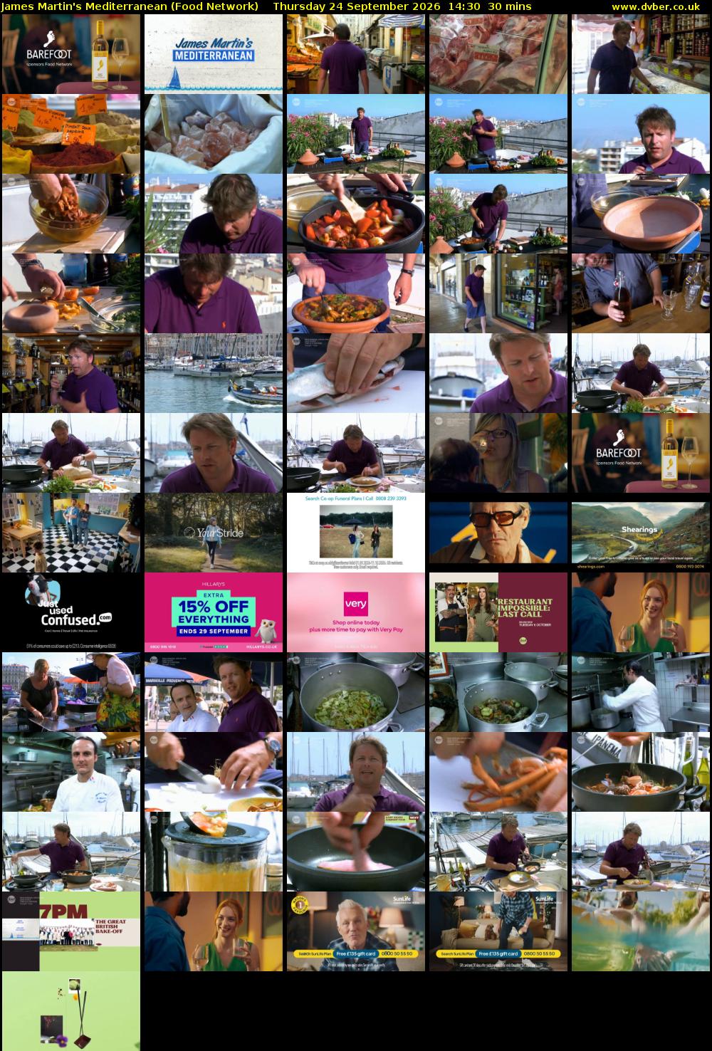 James Martin's Mediterranean (Food Network) Thursday 24 September 2026 14:30 - 15:00