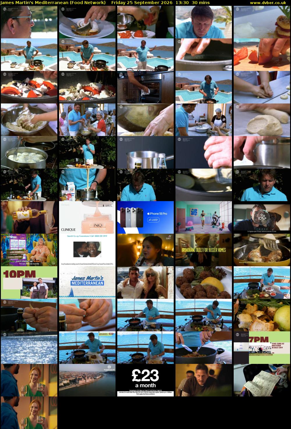 James Martin's Mediterranean (Food Network) Friday 25 September 2026 13:30 - 14:00