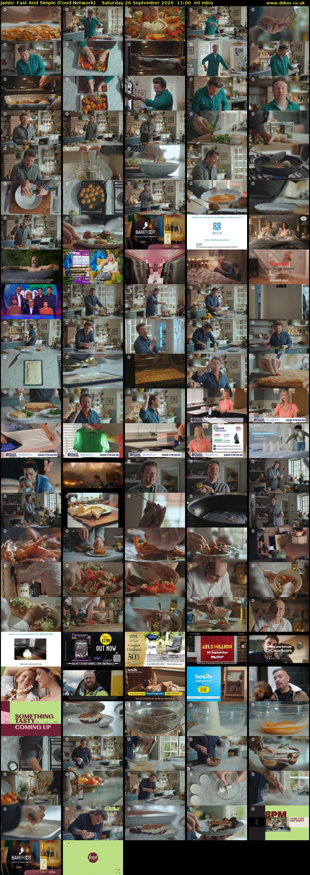 Jamie: Fast And Simple (Food Network) Saturday 26 September 2026 11:00 - 12:00