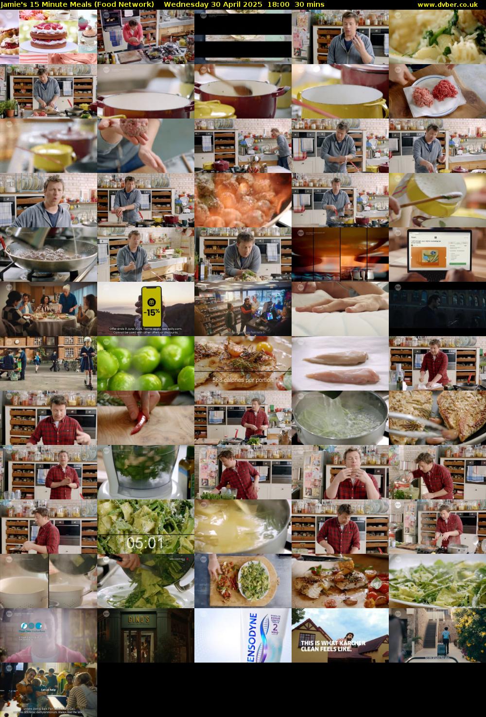 Jamie's 15 Minute Meals (Food Network) Wednesday 30 April 2025 18:00 - 18:30