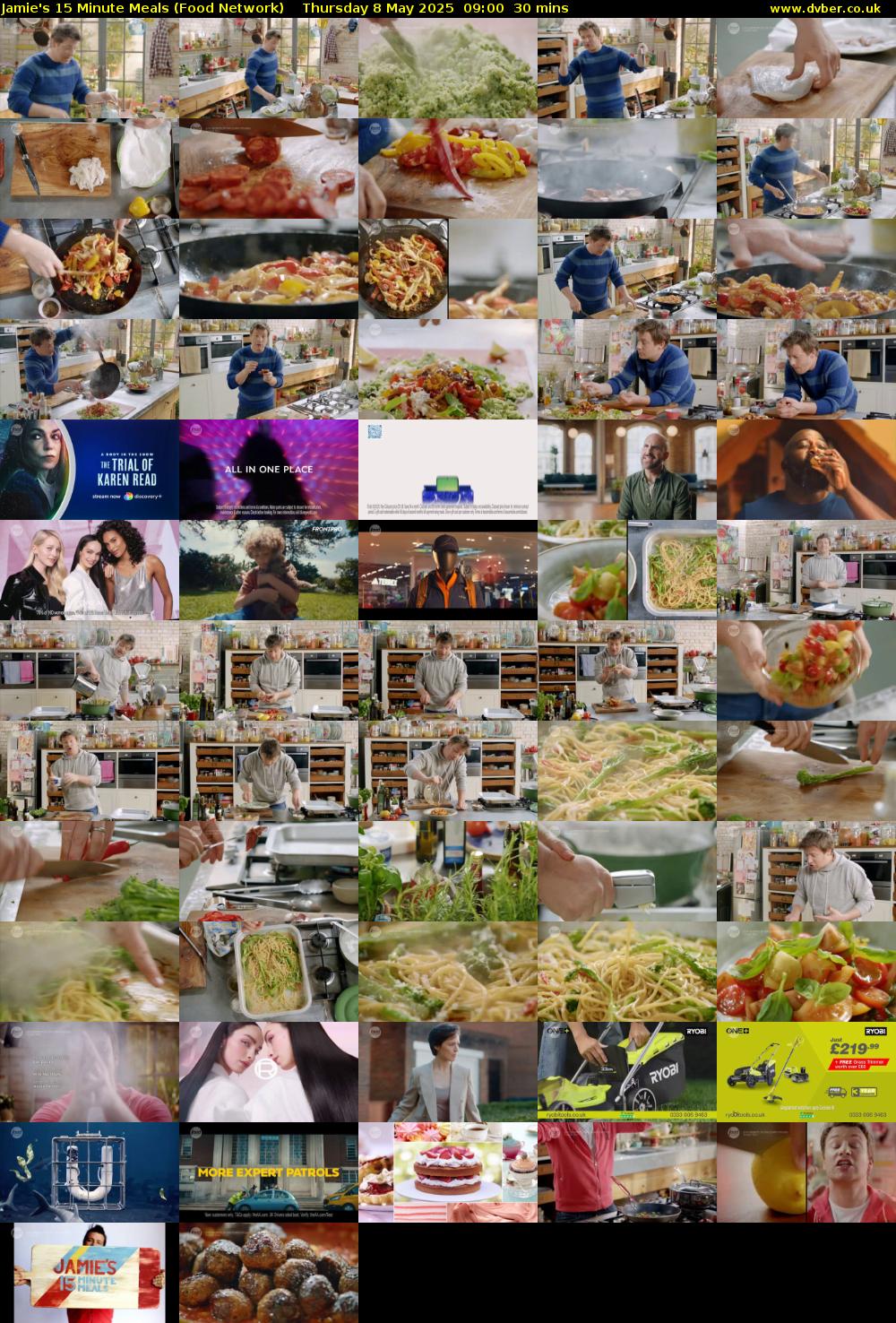 Jamie's 15 Minute Meals (Food Network) Thursday 8 May 2025 09:00 - 09:30
