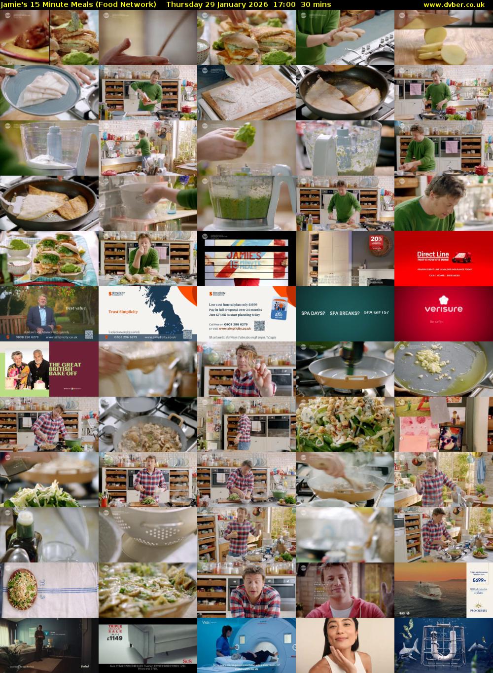 Jamie's 15 Minute Meals (Food Network) Thursday 29 January 2026 17:00 - 17:30