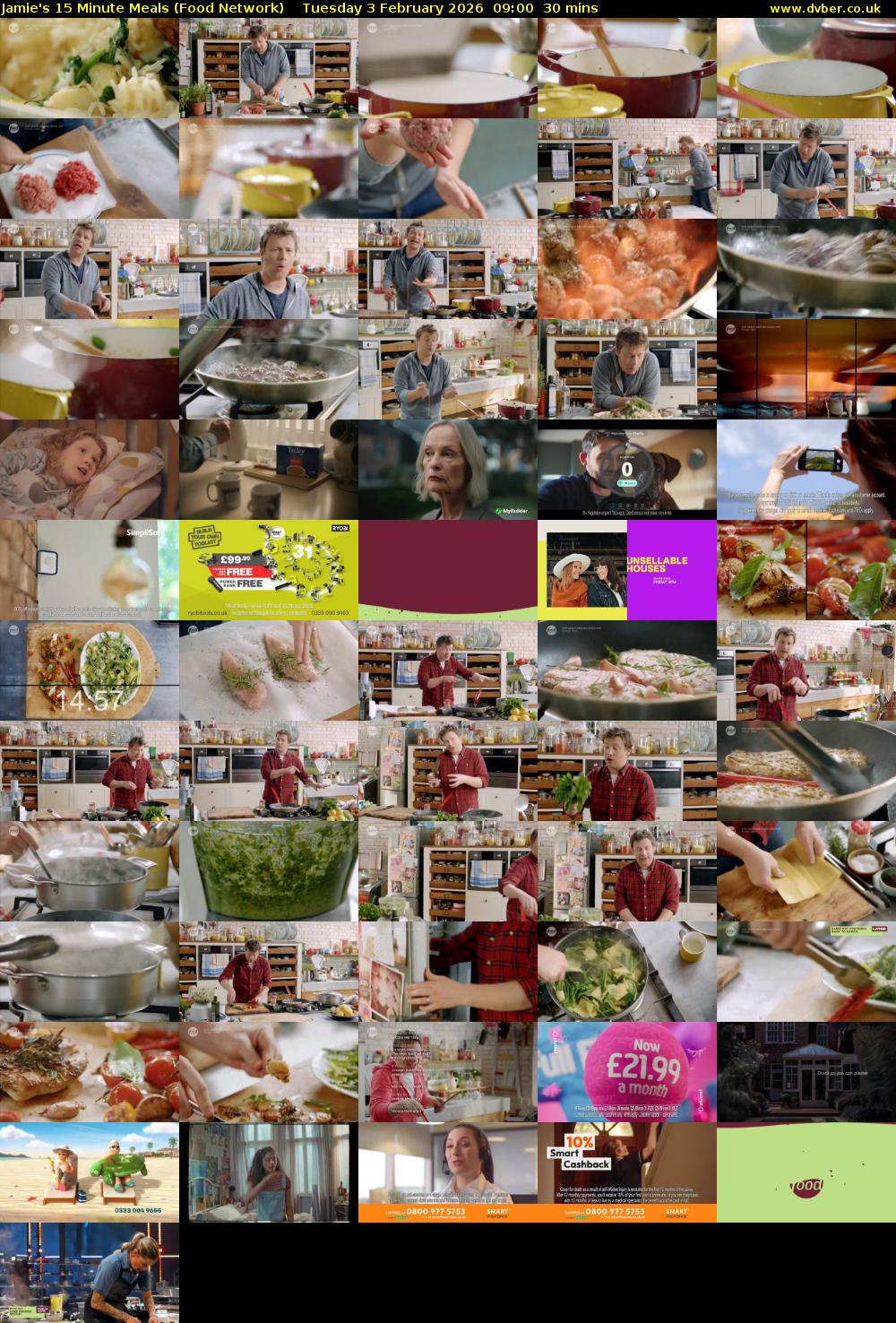 Jamie's 15 Minute Meals (Food Network) Tuesday 3 February 2026 09:00 - 09:30