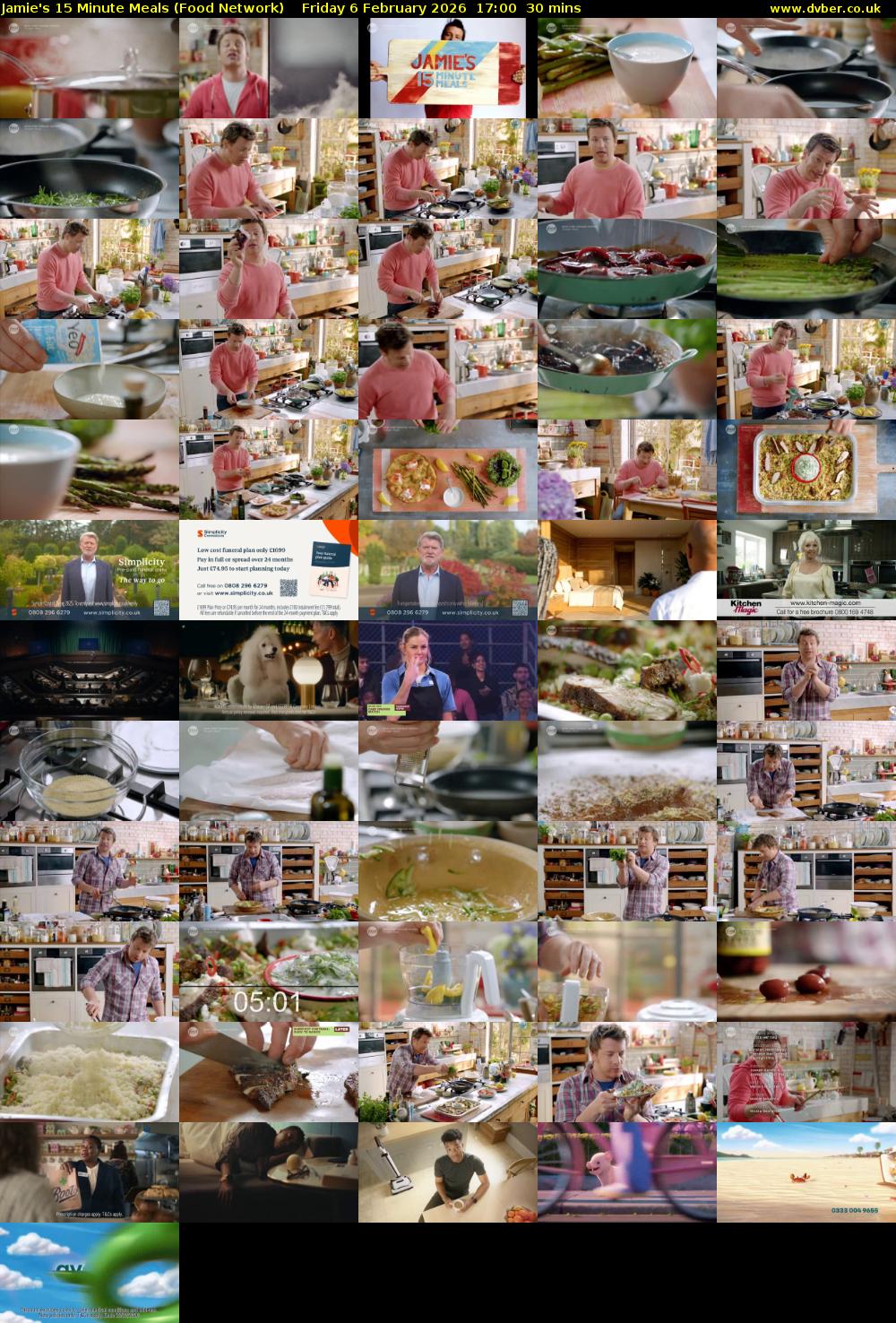 Jamie's 15 Minute Meals (Food Network) Friday 6 February 2026 17:00 - 17:30