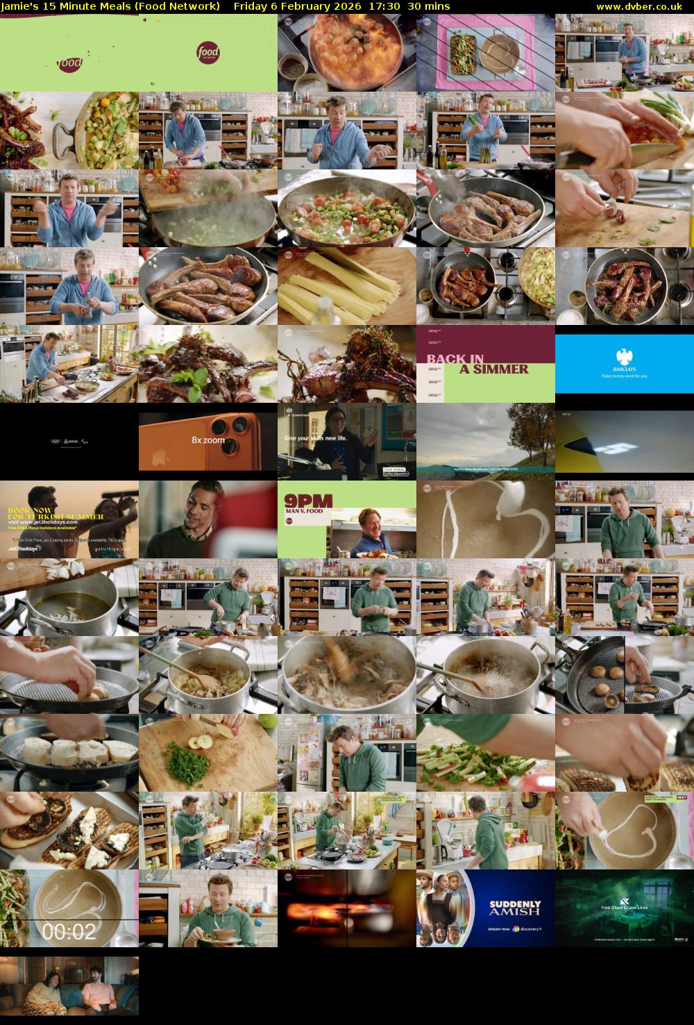 Jamie's 15 Minute Meals (Food Network) Friday 6 February 2026 17:30 - 18:00