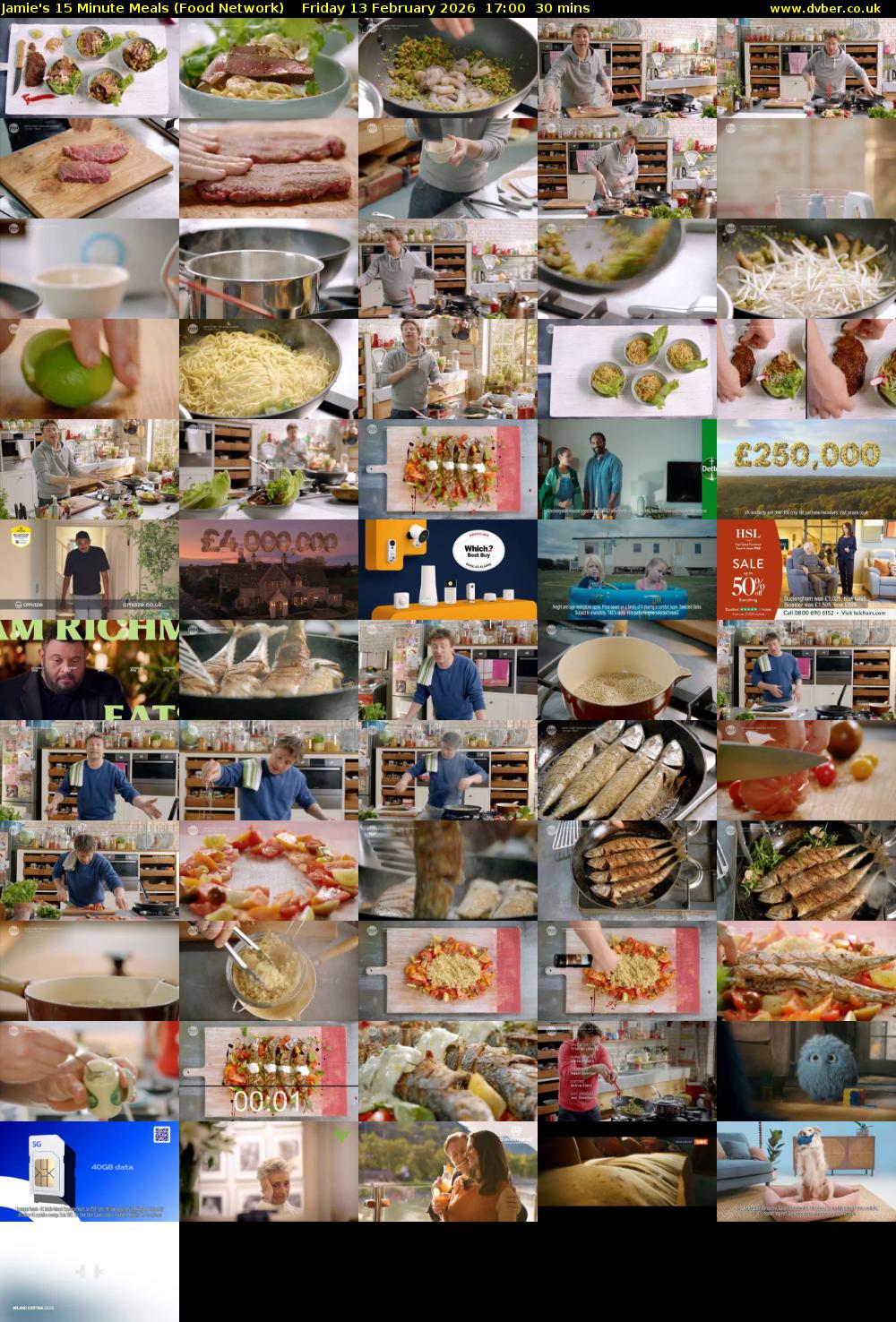 Jamie's 15 Minute Meals (Food Network) Friday 13 February 2026 17:00 - 17:30