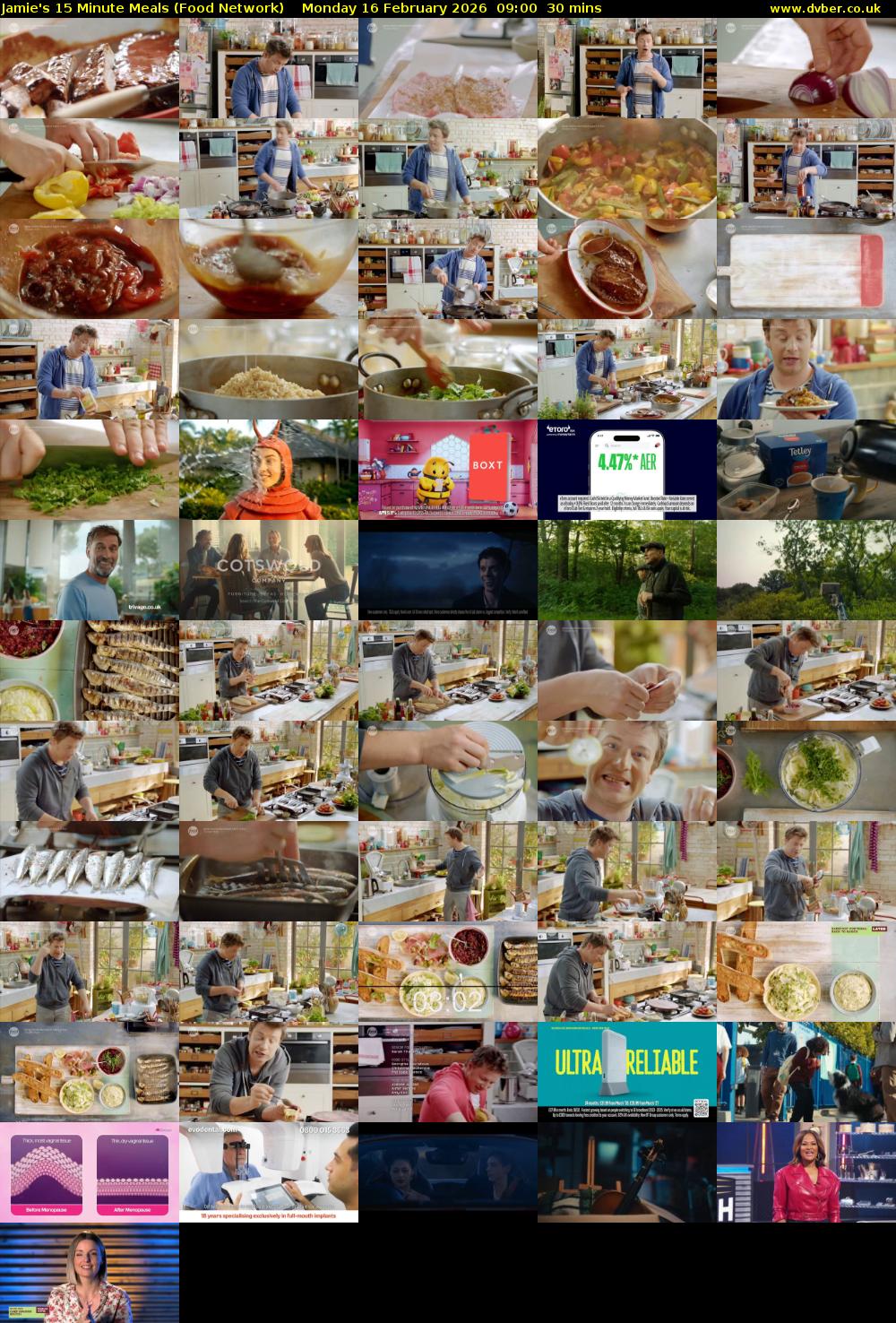 Jamie's 15 Minute Meals (Food Network) Monday 16 February 2026 09:00 - 09:30