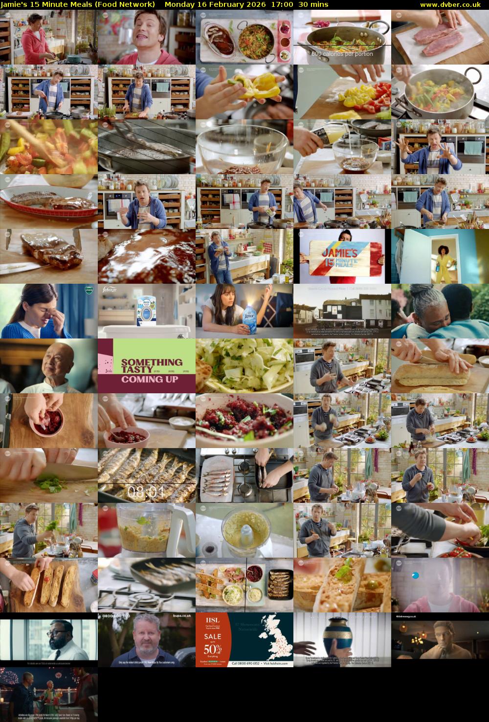 Jamie's 15 Minute Meals (Food Network) Monday 16 February 2026 17:00 - 17:30