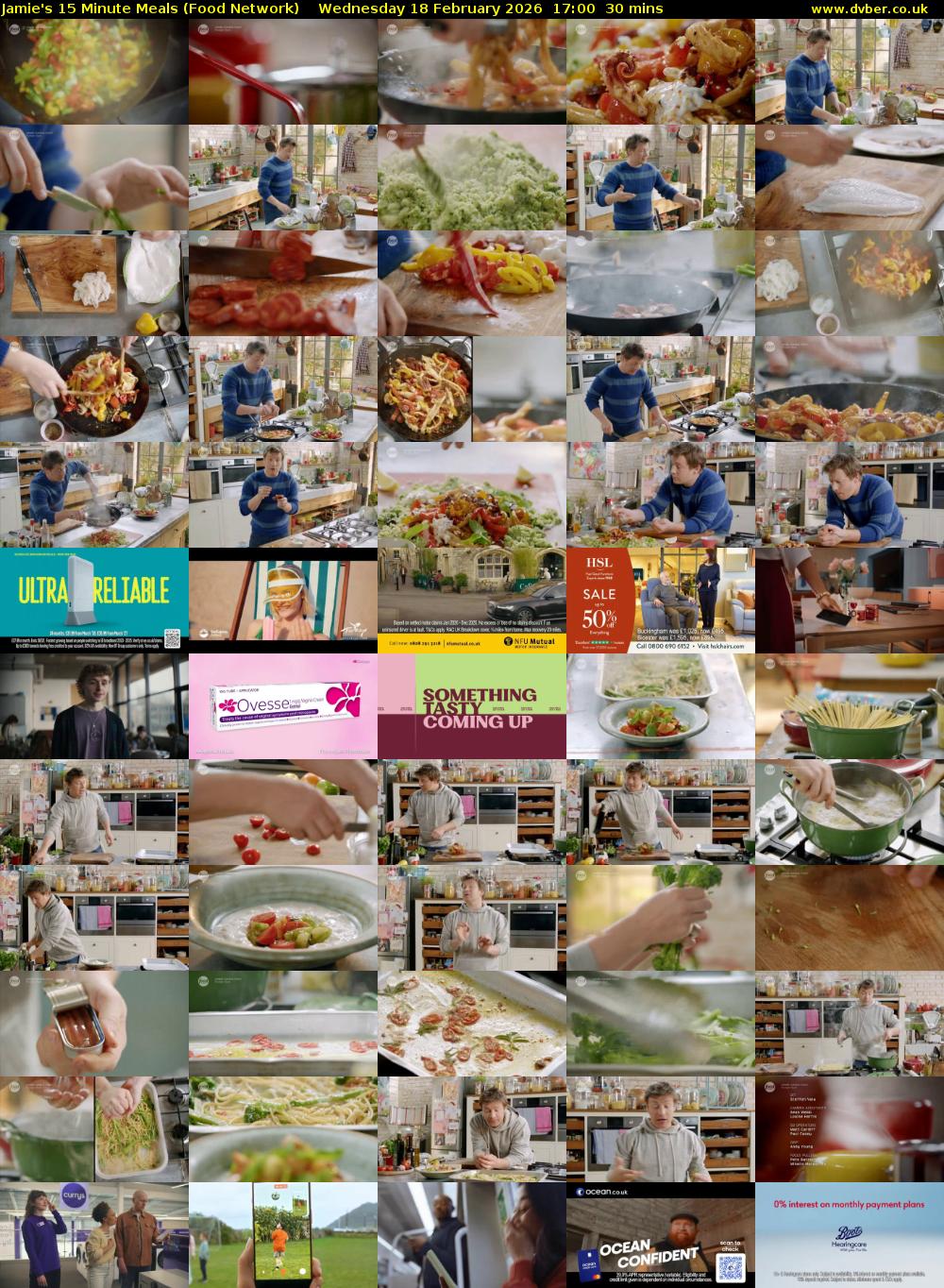 Jamie's 15 Minute Meals (Food Network) Wednesday 18 February 2026 17:00 - 17:30