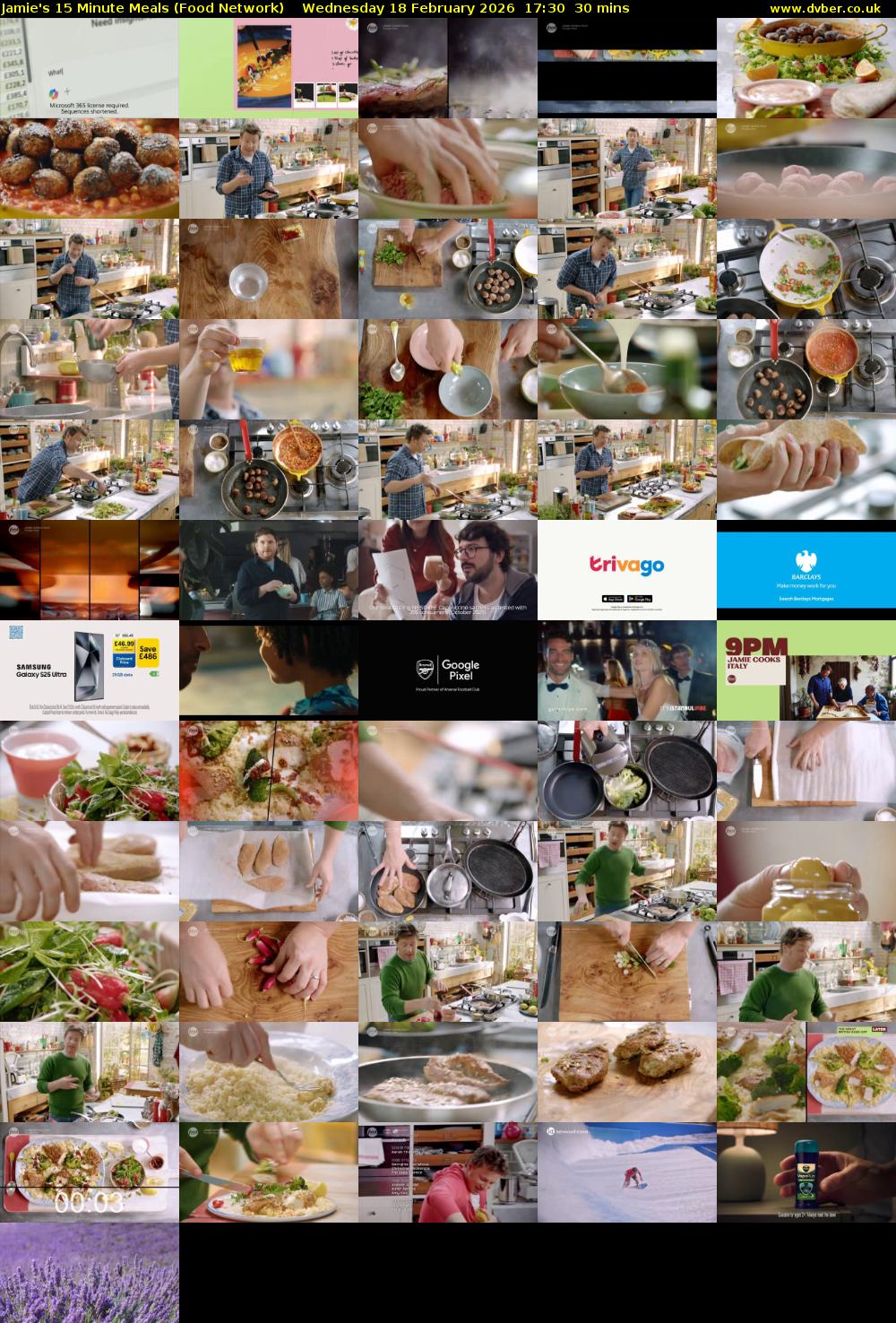 Jamie's 15 Minute Meals (Food Network) Wednesday 18 February 2026 17:30 - 18:00