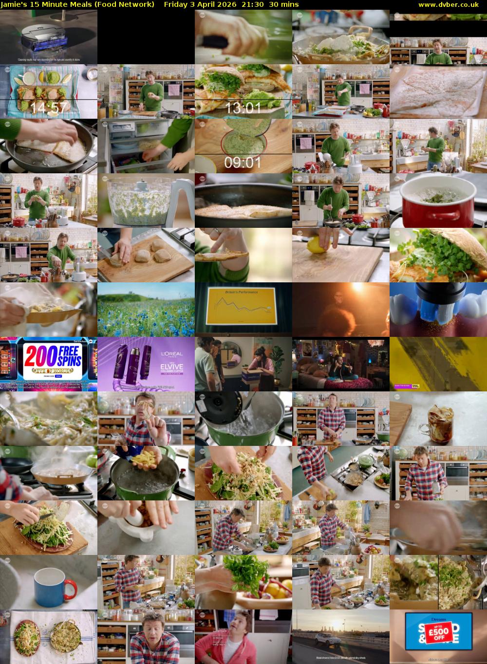 Jamie's 15 Minute Meals (Food Network) Friday 3 April 2026 21:30 - 22:00