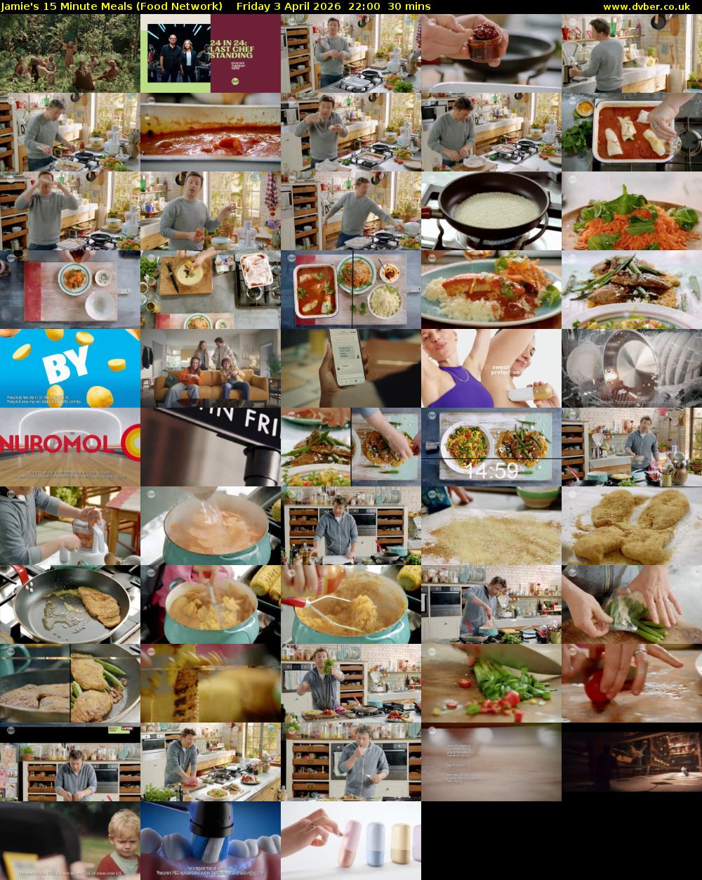 Jamie's 15 Minute Meals (Food Network) Friday 3 April 2026 22:00 - 22:30