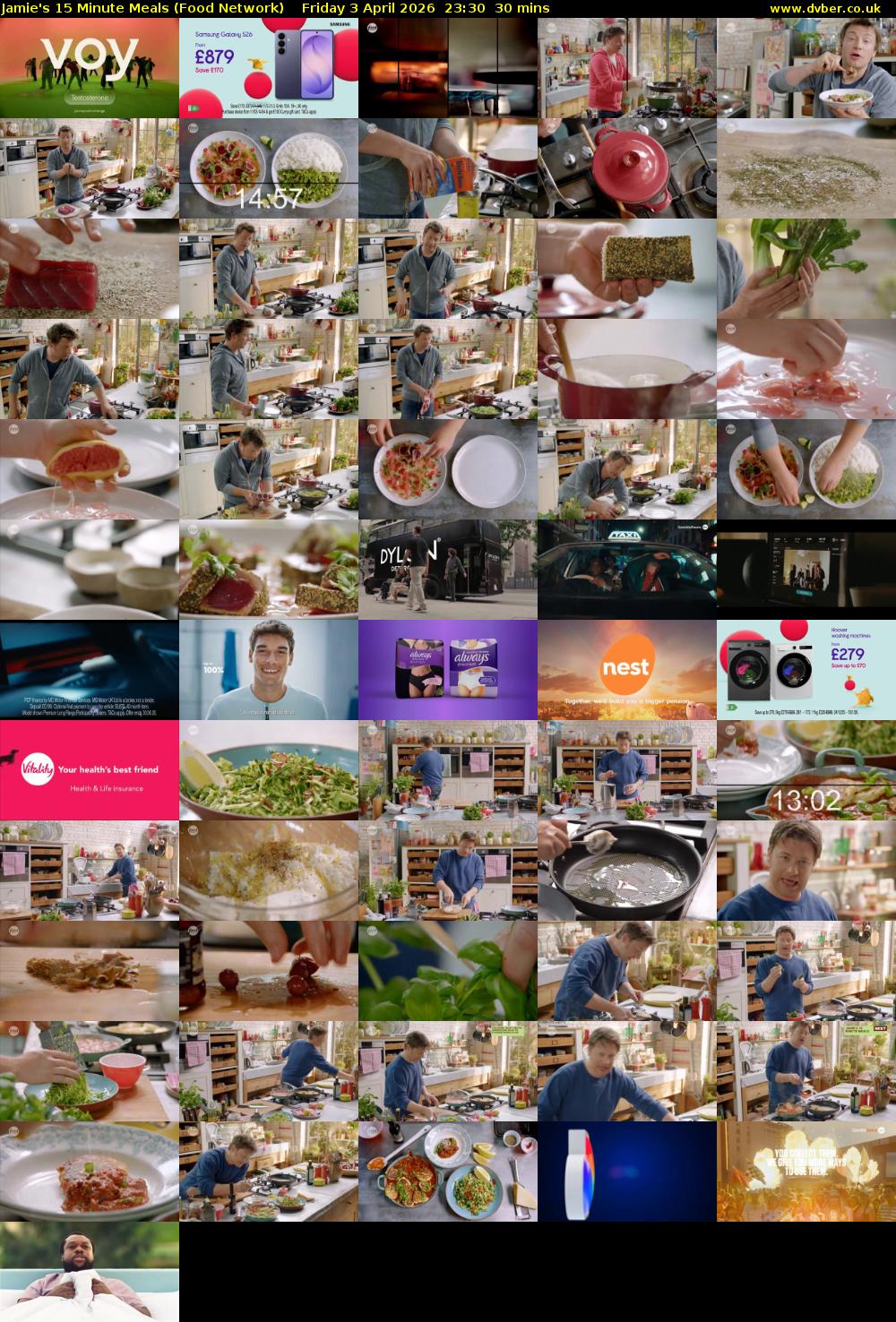Jamie's 15 Minute Meals (Food Network) Friday 3 April 2026 23:30 - 00:00