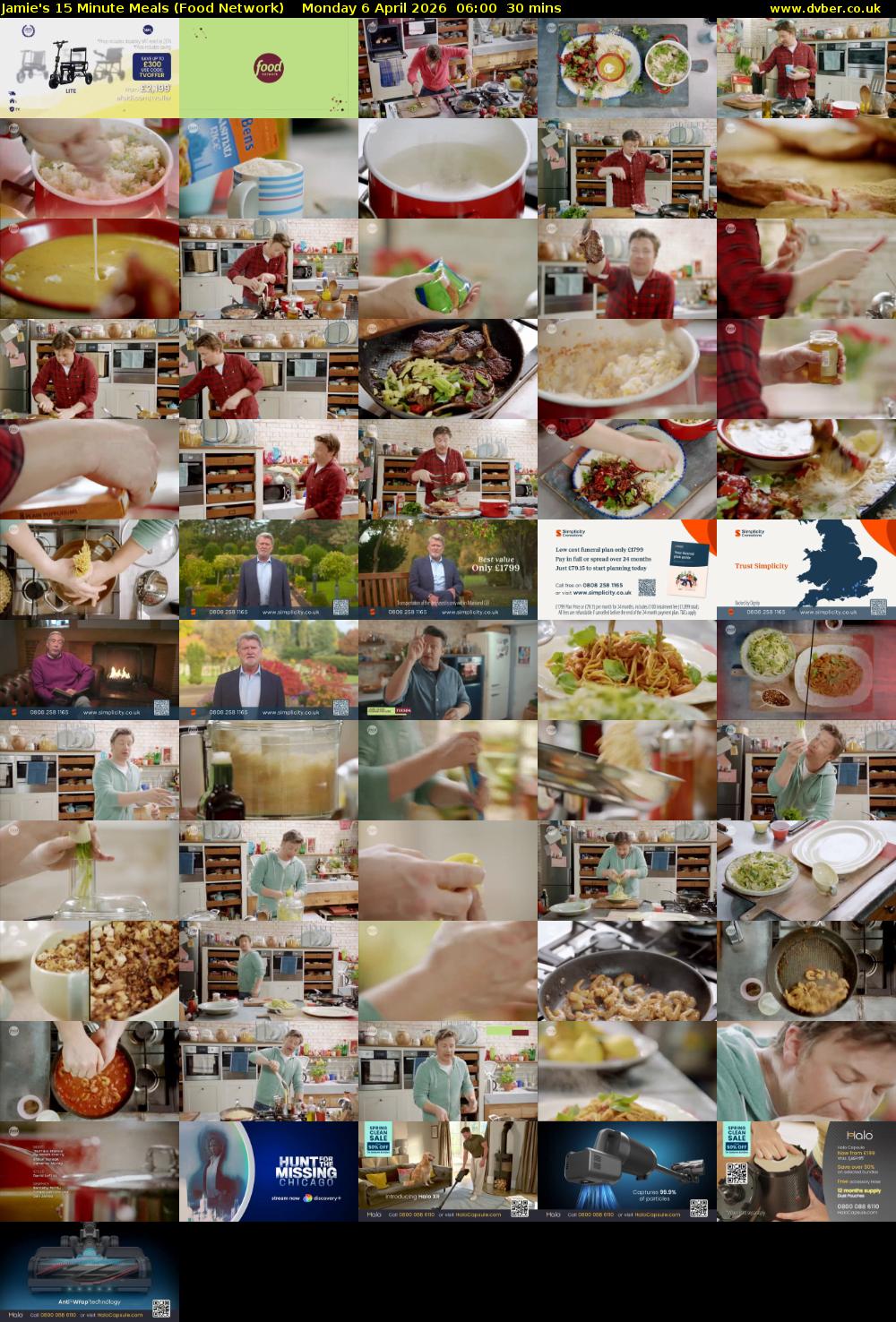Jamie's 15 Minute Meals (Food Network) Monday 6 April 2026 06:00 - 06:30