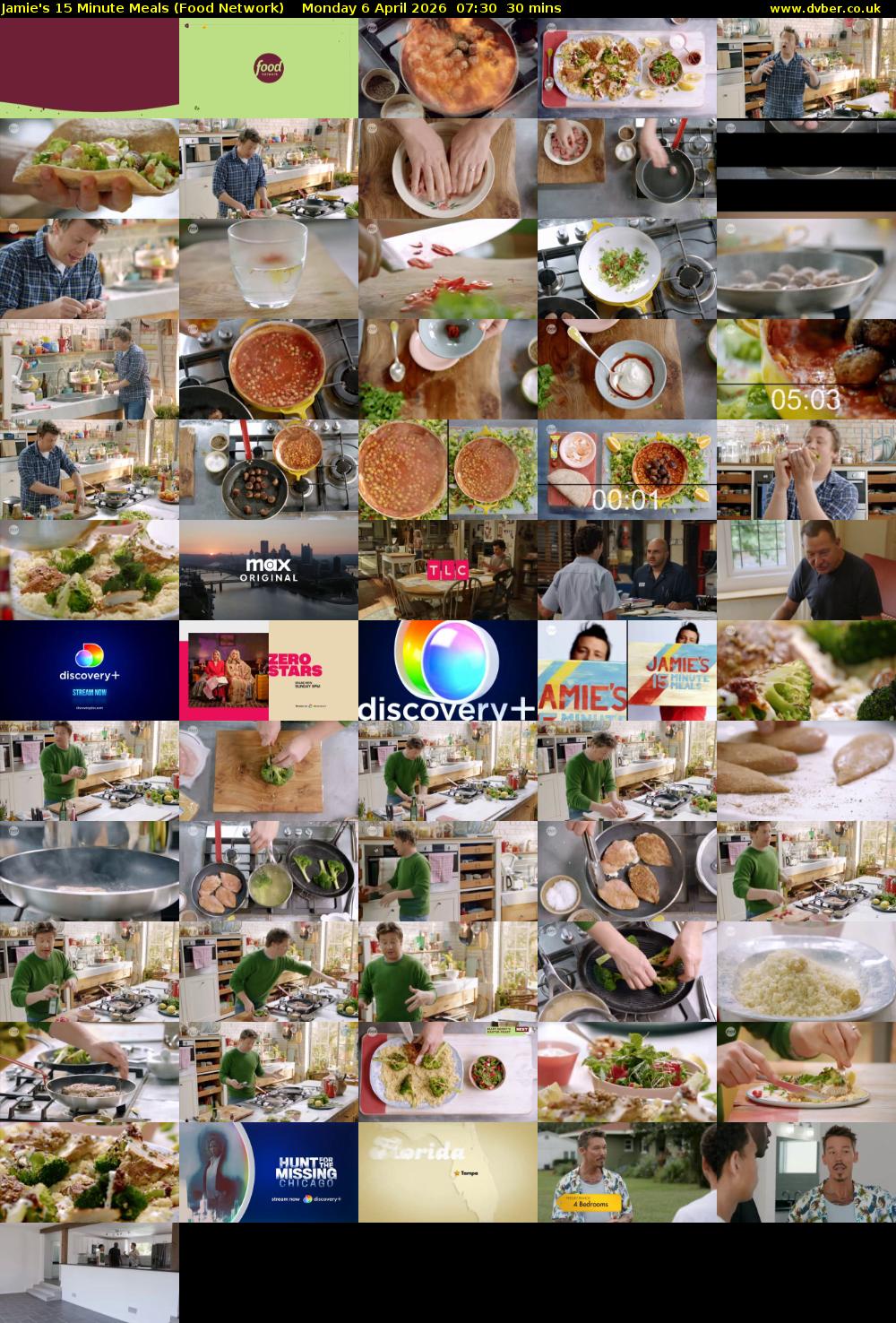 Jamie's 15 Minute Meals (Food Network) Monday 6 April 2026 07:30 - 08:00
