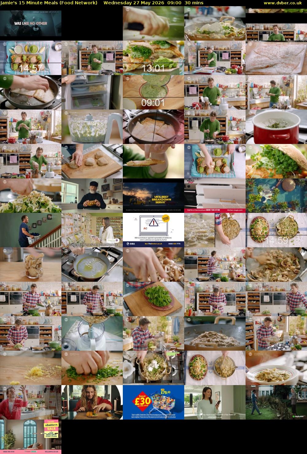 Jamie's 15 Minute Meals (Food Network) Wednesday 27 May 2026 09:00 - 09:30