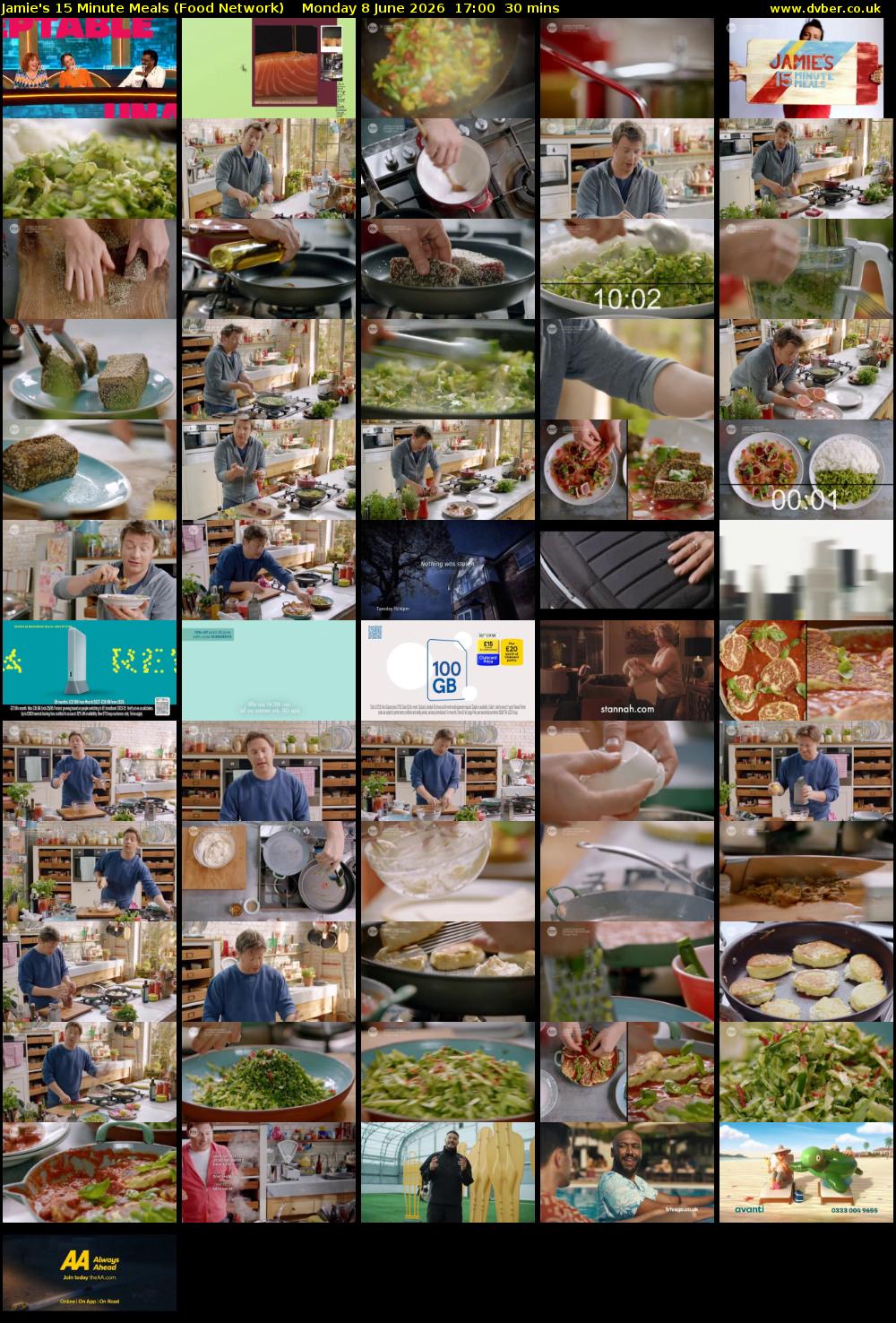 Jamie's 15 Minute Meals (Food Network) Monday 8 June 2026 17:00 - 17:30