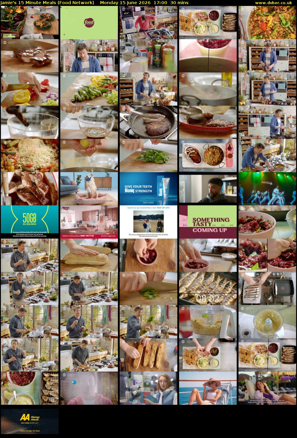 Jamie's 15 Minute Meals (Food Network) Monday 15 June 2026 17:00 - 17:30