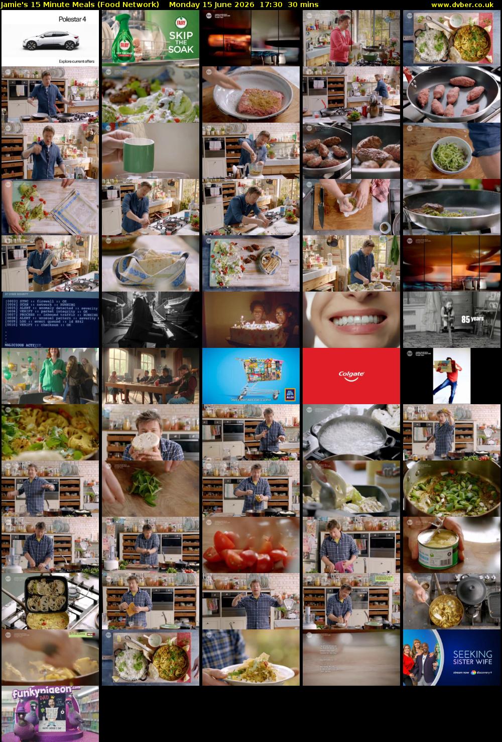 Jamie's 15 Minute Meals (Food Network) Monday 15 June 2026 17:30 - 18:00