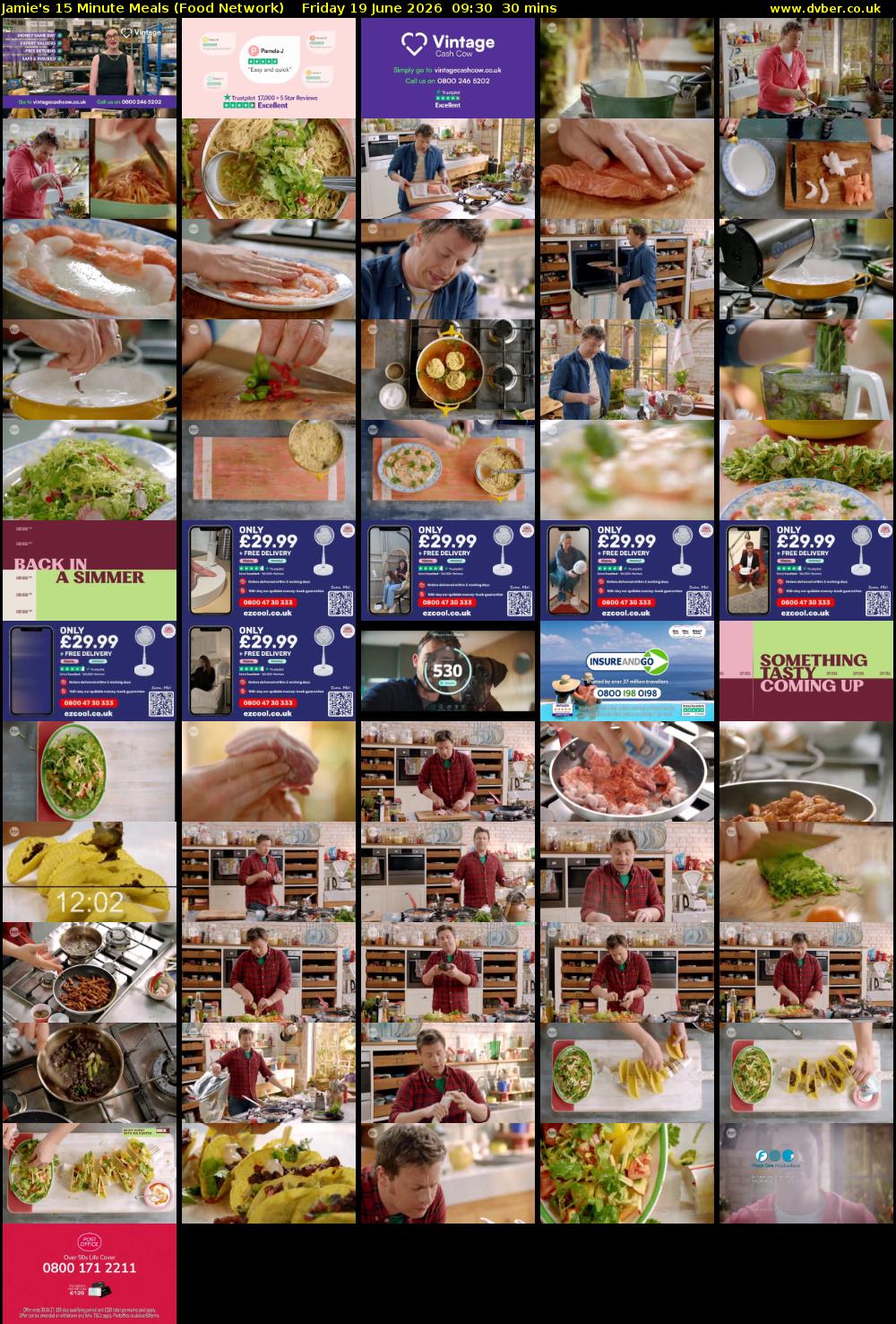Jamie's 15 Minute Meals (Food Network) Friday 19 June 2026 09:30 - 10:00