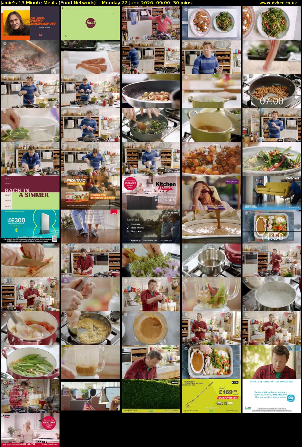 Jamie's 15 Minute Meals (Food Network) Monday 22 June 2026 09:00 - 09:30