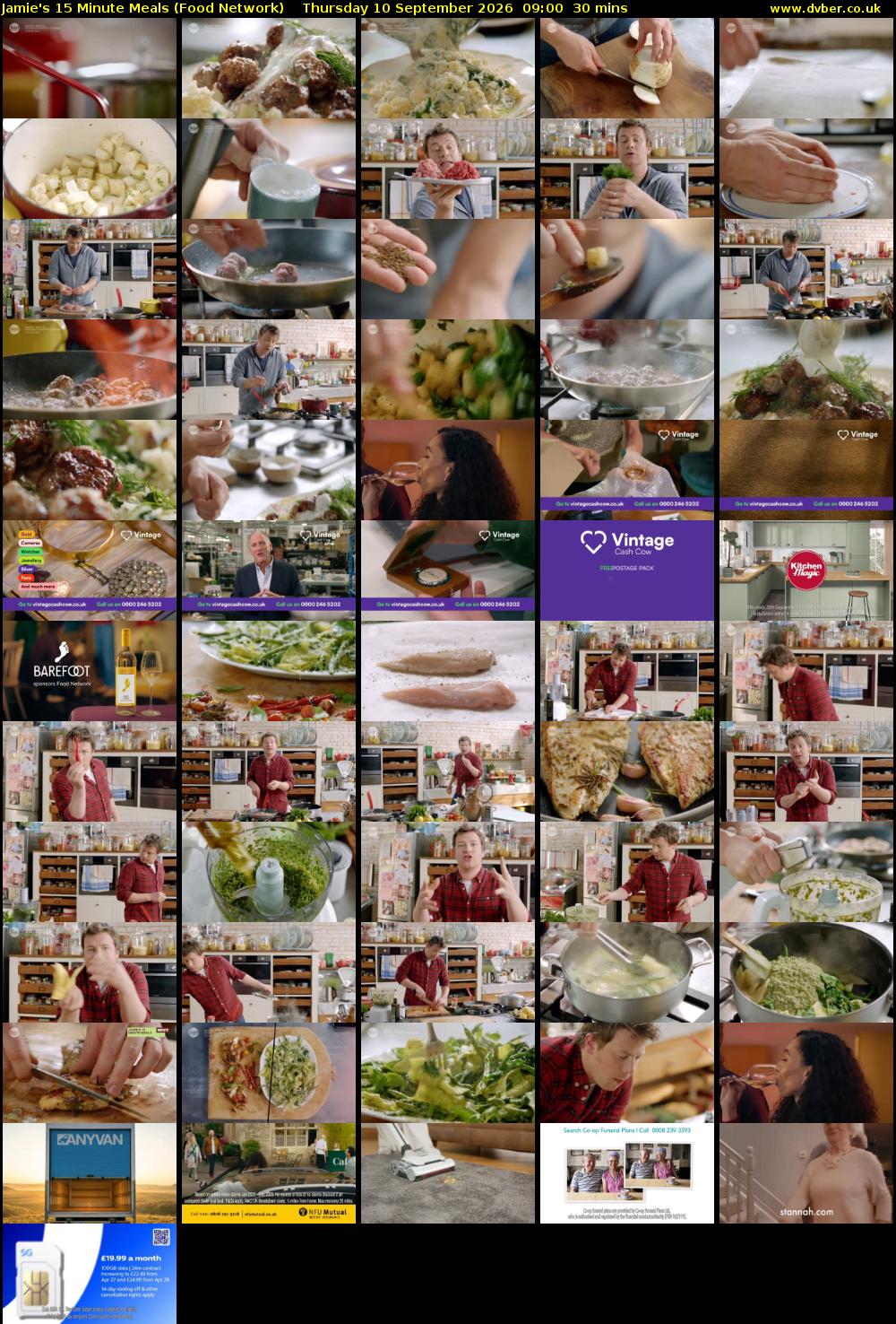 Jamie's 15 Minute Meals (Food Network) Thursday 10 September 2026 09:00 - 09:30