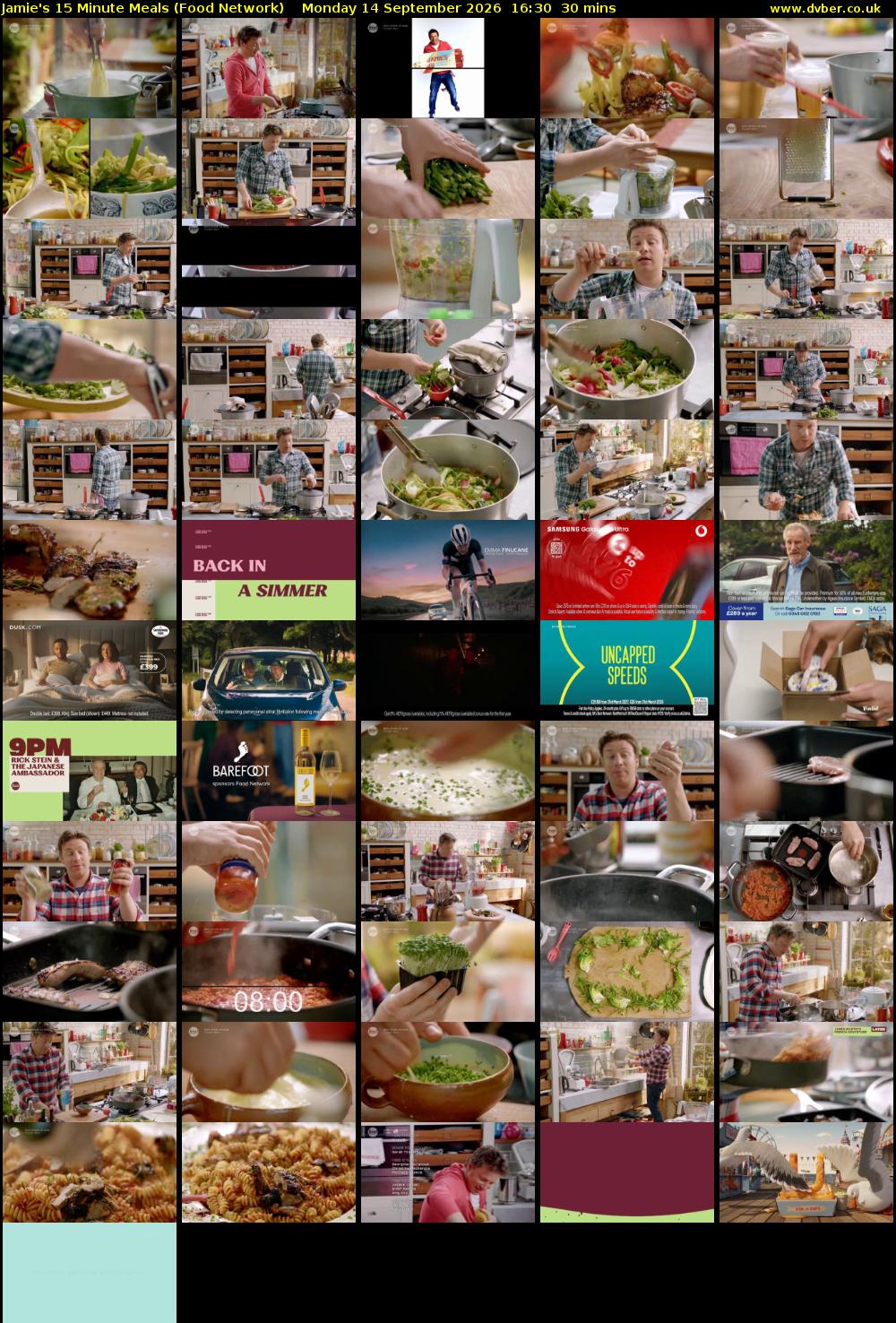 Jamie's 15 Minute Meals (Food Network) Monday 14 September 2026 16:30 - 17:00