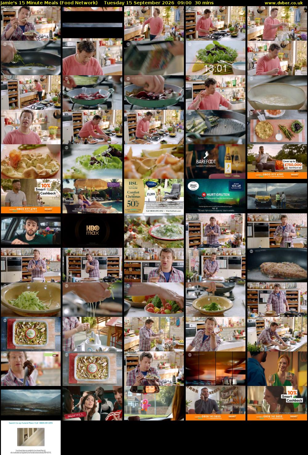 Jamie's 15 Minute Meals (Food Network) Tuesday 15 September 2026 09:00 - 09:30