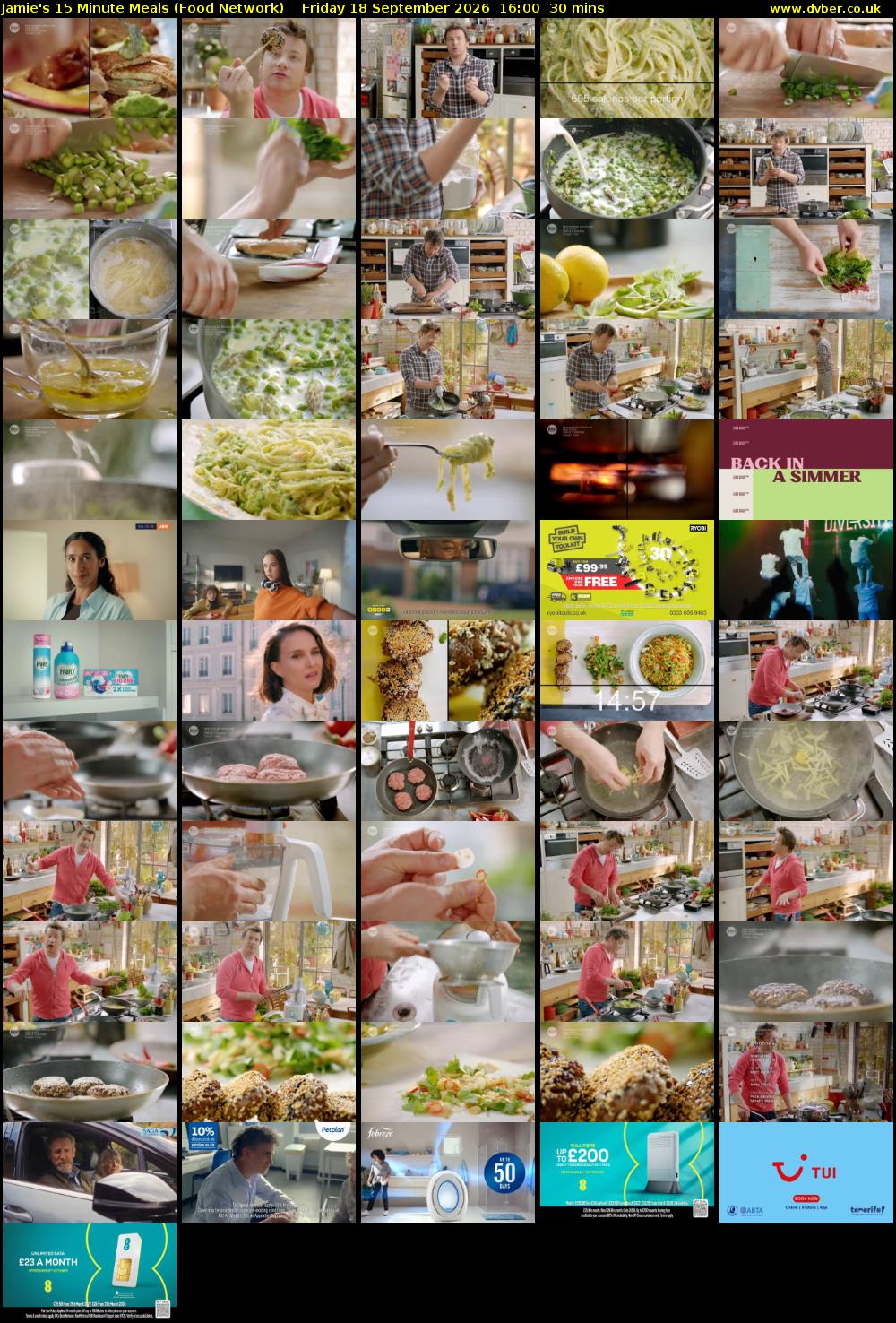 Jamie's 15 Minute Meals (Food Network) Friday 18 September 2026 16:00 - 16:30