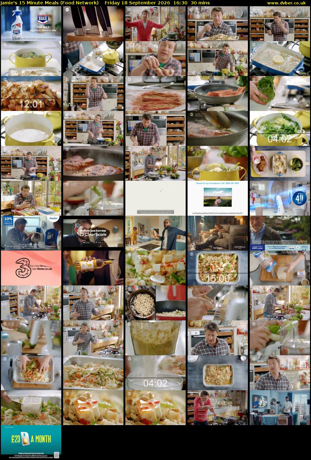 Jamie's 15 Minute Meals (Food Network) Friday 18 September 2026 16:30 - 17:00