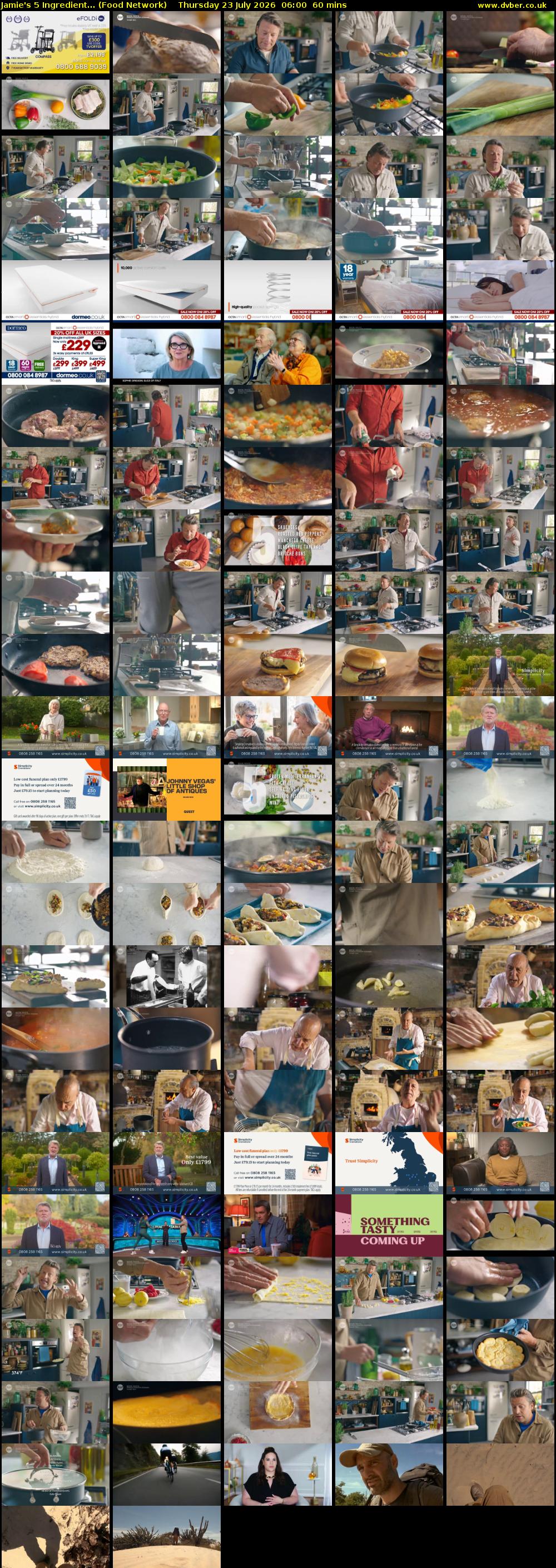 Jamie's 5 Ingredient... (Food Network) Thursday 23 July 2026 06:00 - 07:00