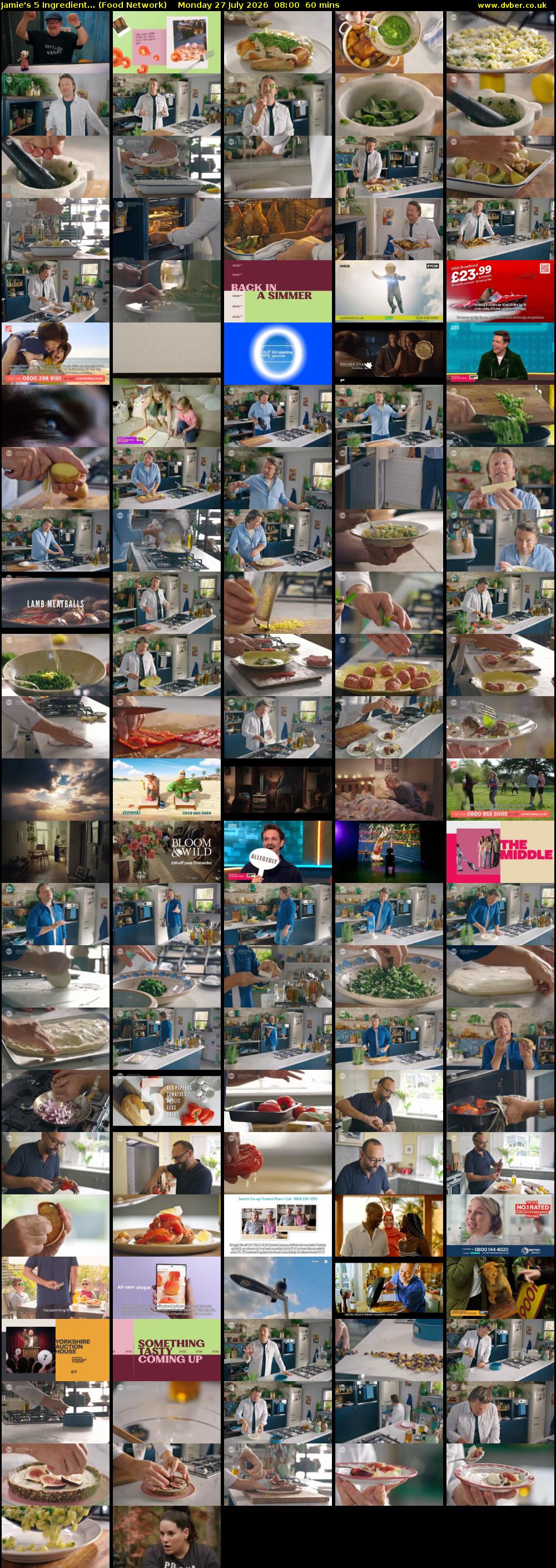 Jamie's 5 Ingredient... (Food Network) Monday 27 July 2026 08:00 - 09:00