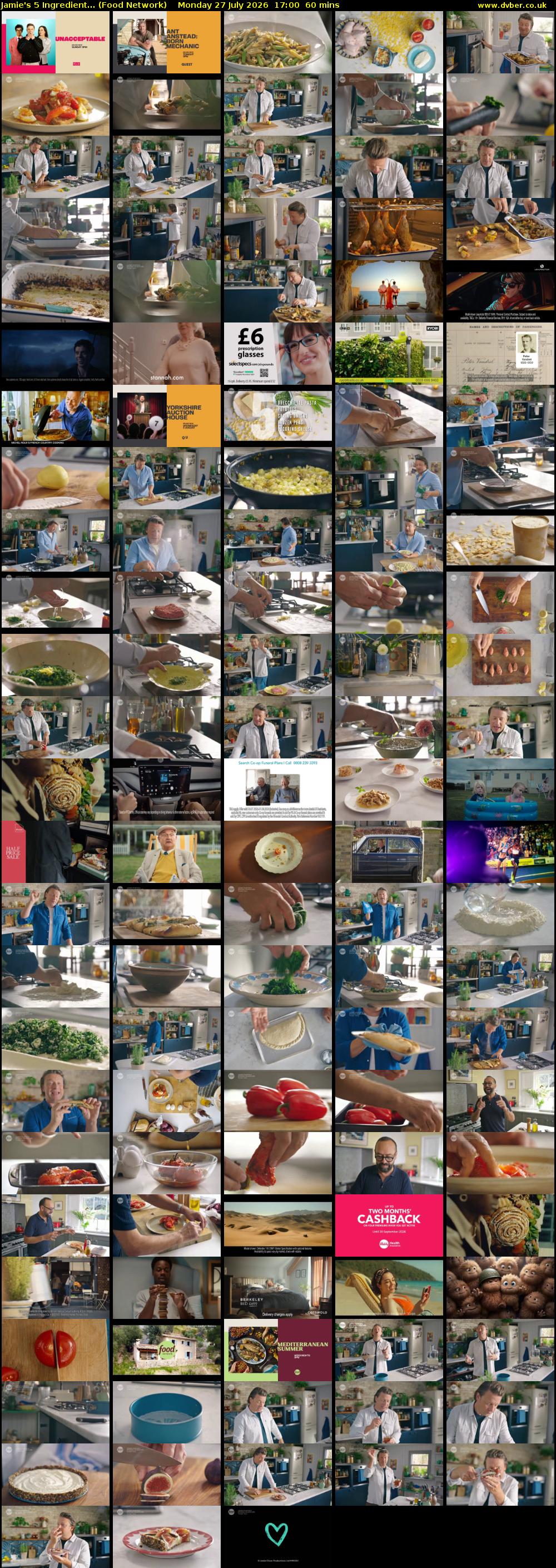 Jamie's 5 Ingredient... (Food Network) Monday 27 July 2026 17:00 - 18:00
