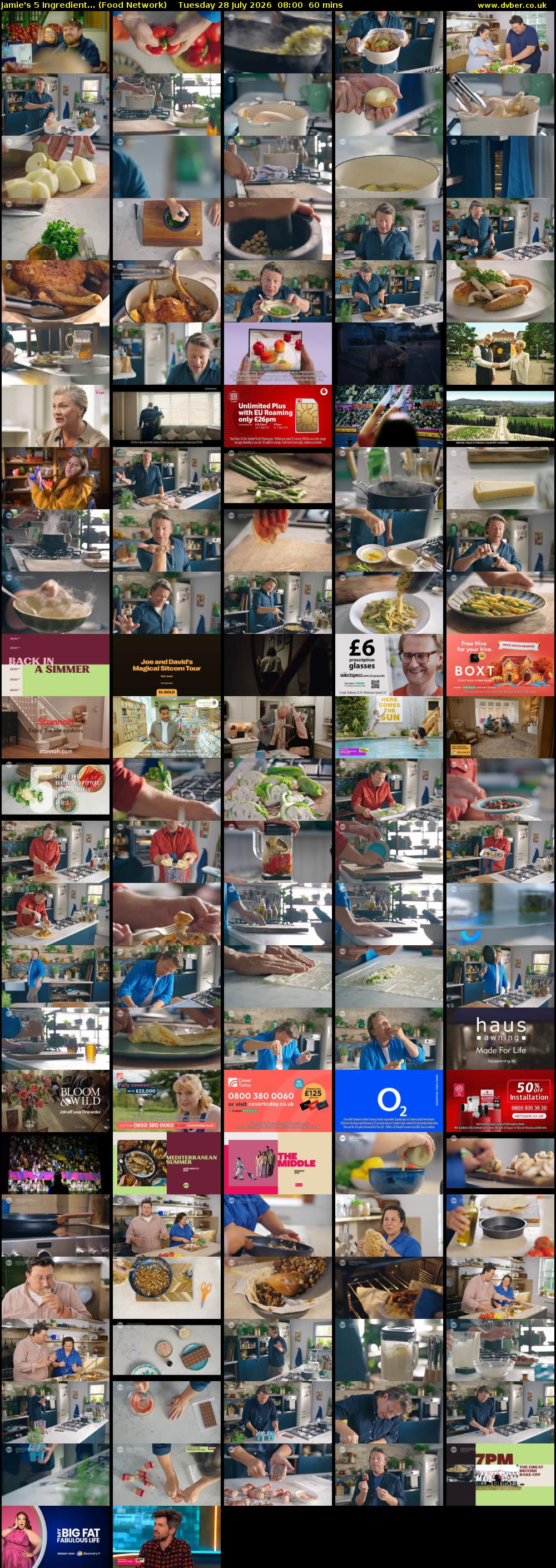 Jamie's 5 Ingredient... (Food Network) Tuesday 28 July 2026 08:00 - 09:00