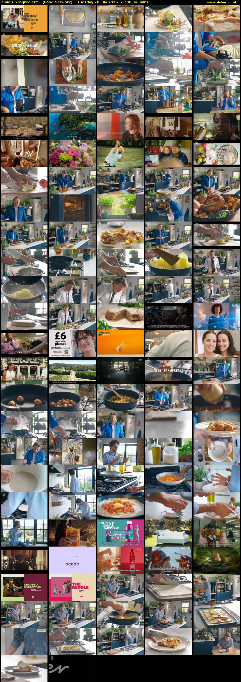 Jamie's 5 Ingredient... (Food Network) Tuesday 28 July 2026 21:00 - 22:00