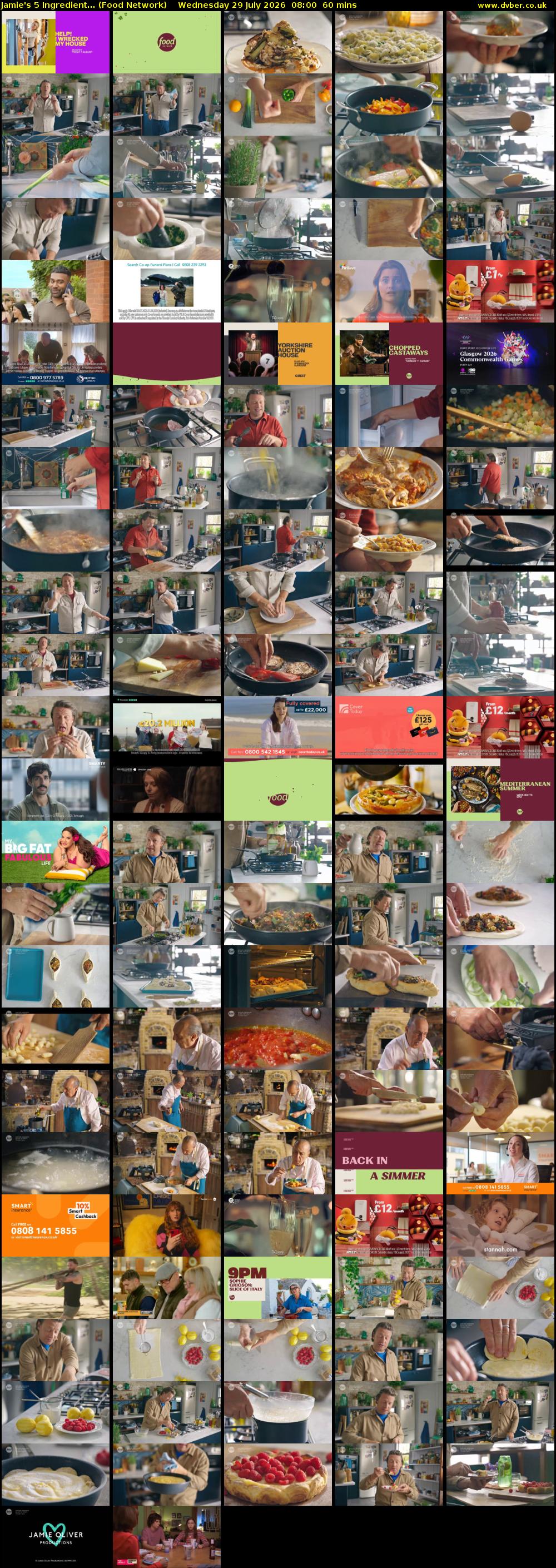 Jamie's 5 Ingredient... (Food Network) Wednesday 29 July 2026 08:00 - 09:00