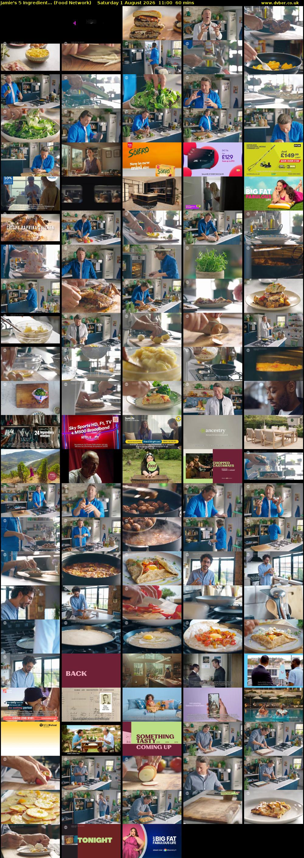 Jamie's 5 Ingredient... (Food Network) Saturday 1 August 2026 11:00 - 12:00