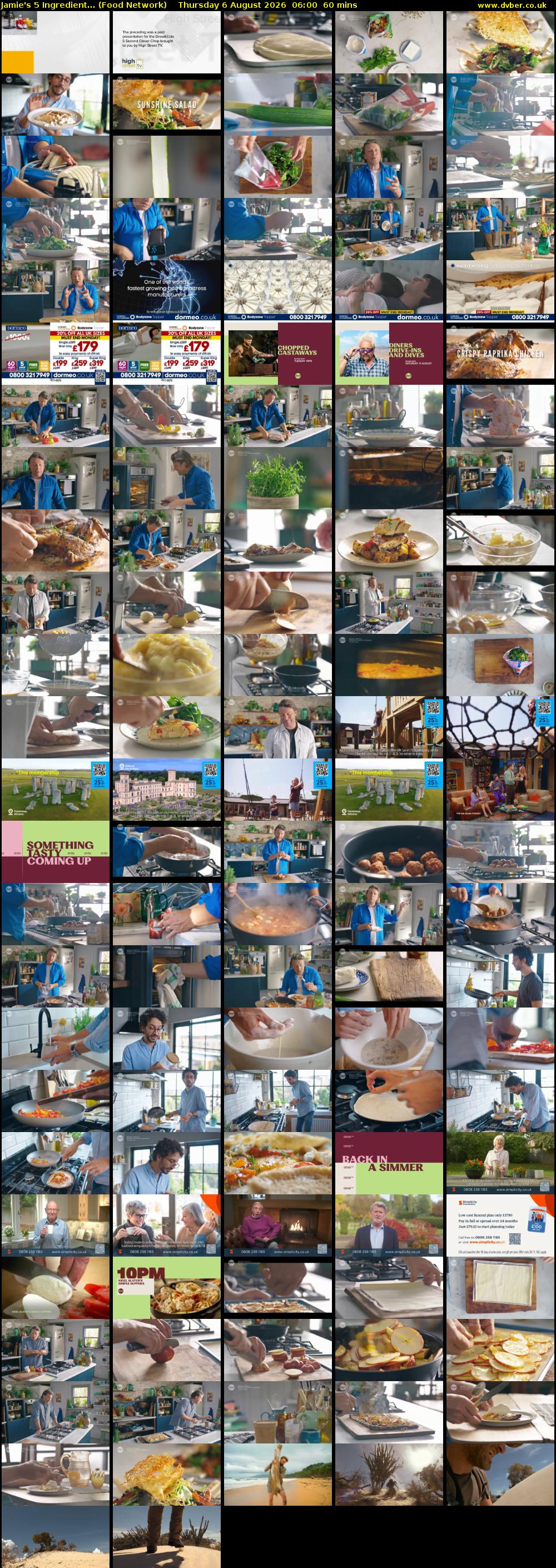 Jamie's 5 Ingredient... (Food Network) Thursday 6 August 2026 06:00 - 07:00