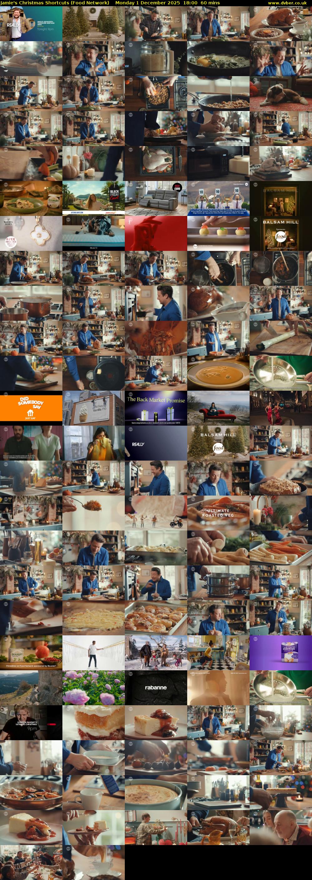 Jamie's Christmas Shortcuts (Food Network) Monday 1 December 2025 18:00 - 19:00