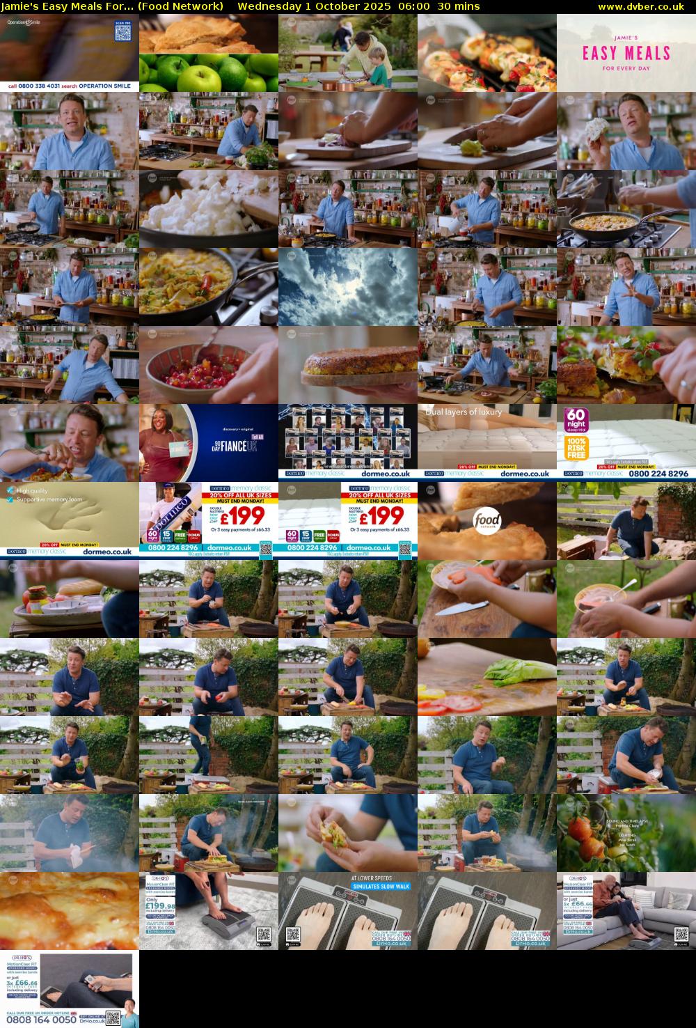 Jamie's Easy Meals For... (Food Network) Wednesday 1 October 2025 06:00 - 06:30