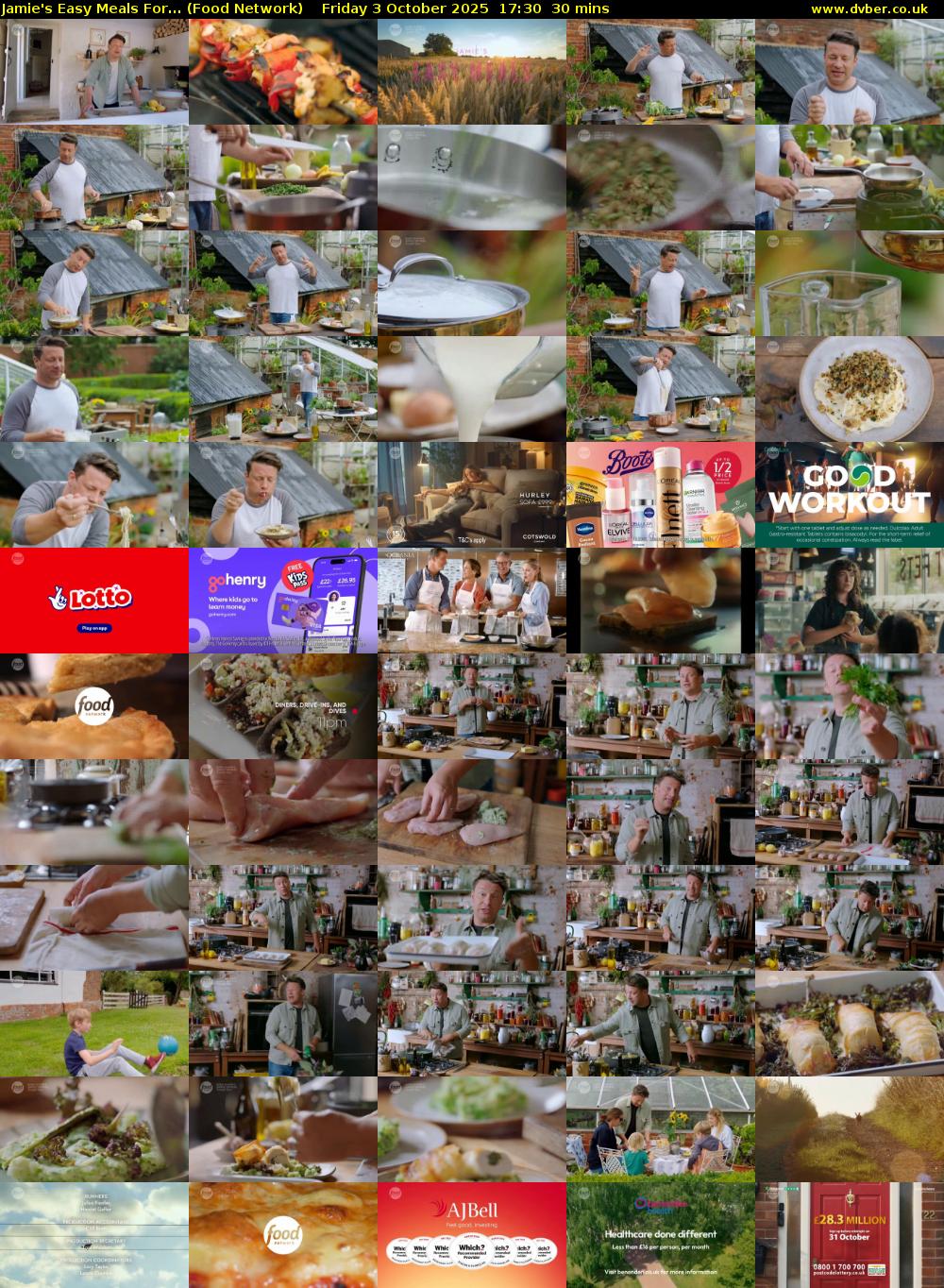 Jamie's Easy Meals For... (Food Network) Friday 3 October 2025 17:30 - 18:00