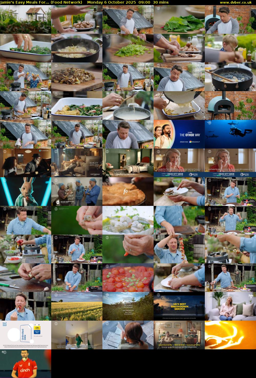 Jamie's Easy Meals For... (Food Network) Monday 6 October 2025 09:00 - 09:30