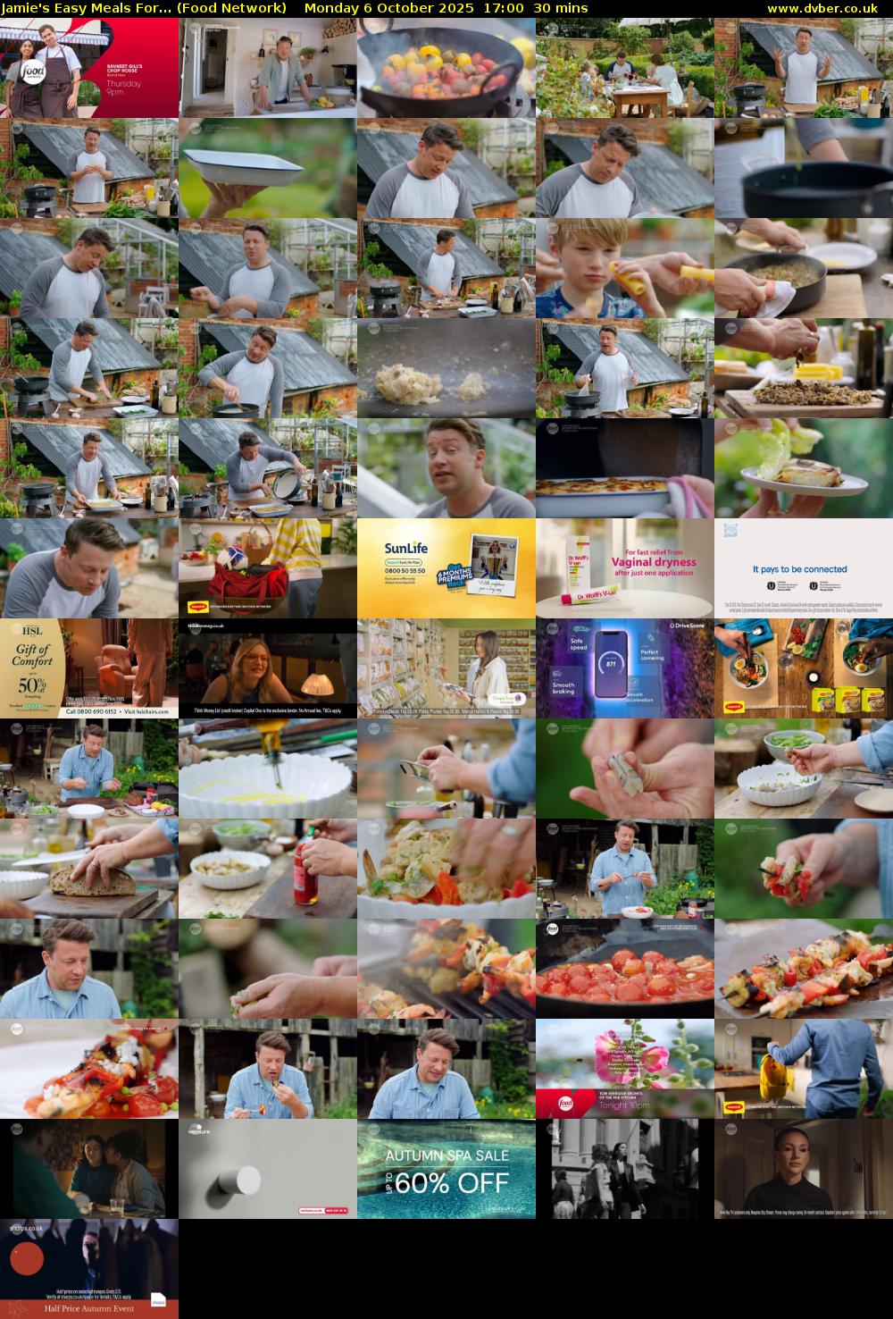 Jamie's Easy Meals For... (Food Network) Monday 6 October 2025 17:00 - 17:30