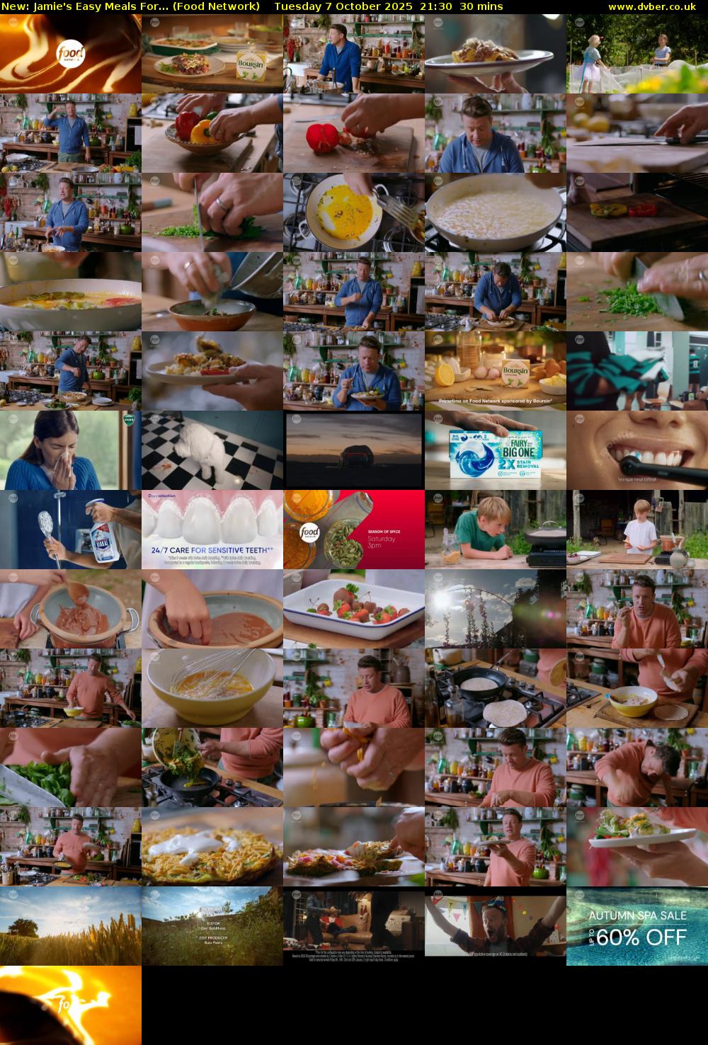 Jamie's Easy Meals For... (Food Network) Tuesday 7 October 2025 21:30 - 22:00